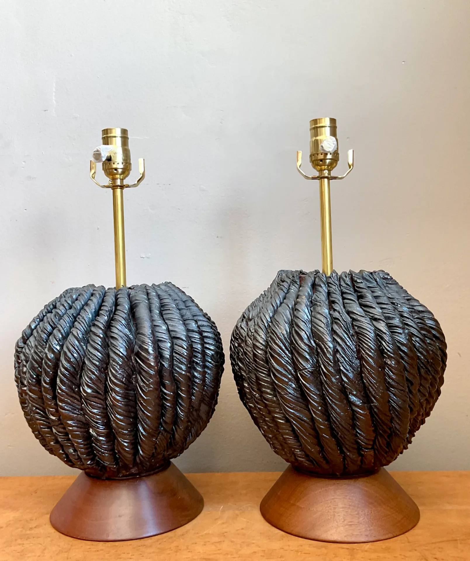 Vintage Custom Kass O’Brien Slab Built Ceramic Lamps - A Pair — additional photo 2