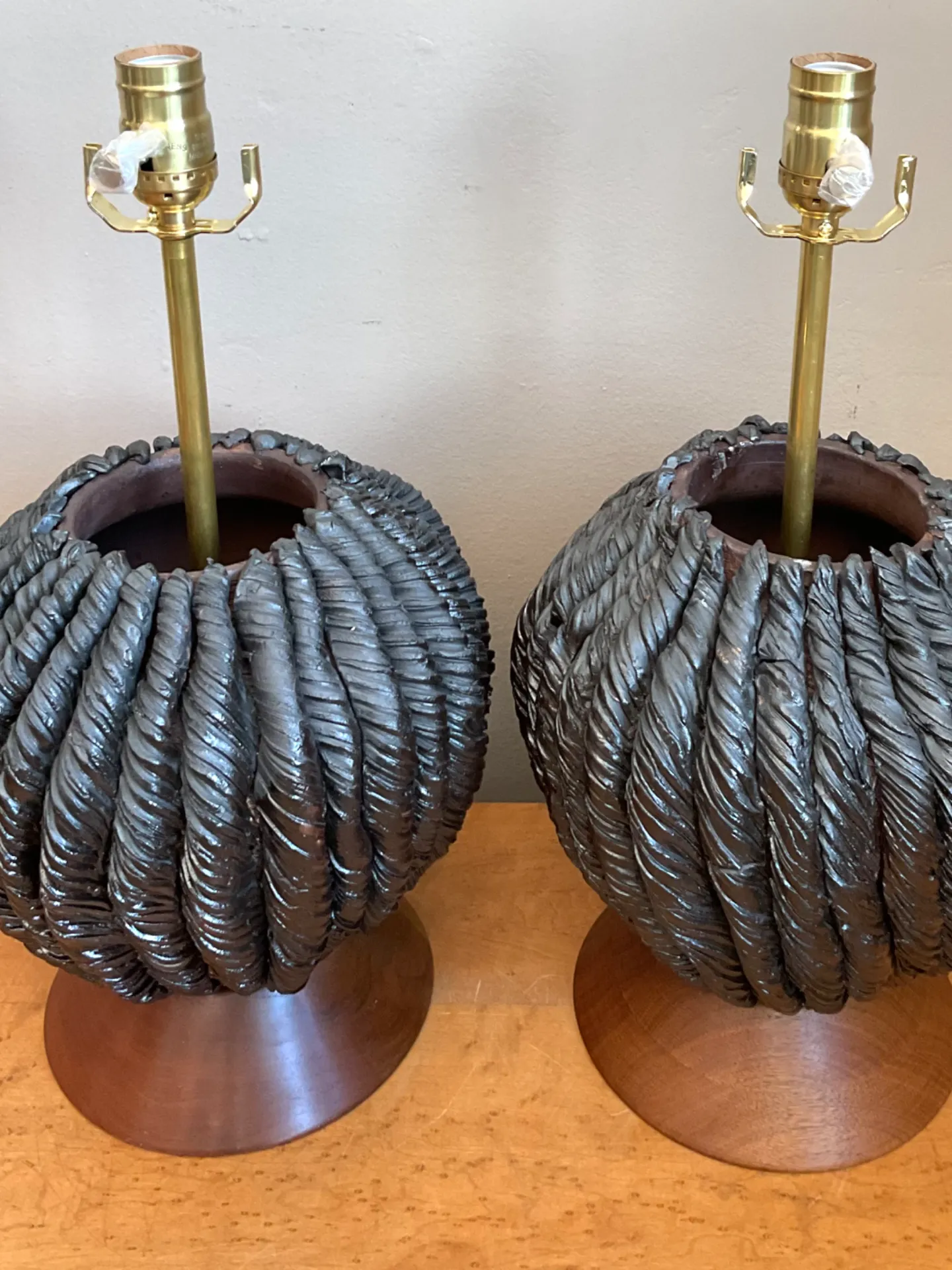 Vintage Custom Kass O’Brien Slab Built Ceramic Lamps - A Pair — additional photo 4