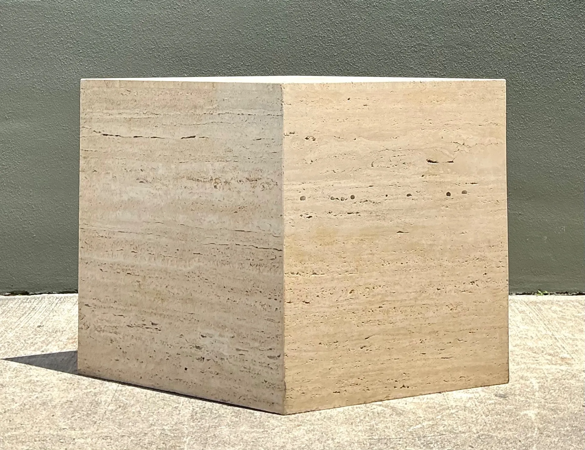 Vintage Italian Travertine Diamond Dining Table Pedestal — additional photo 6