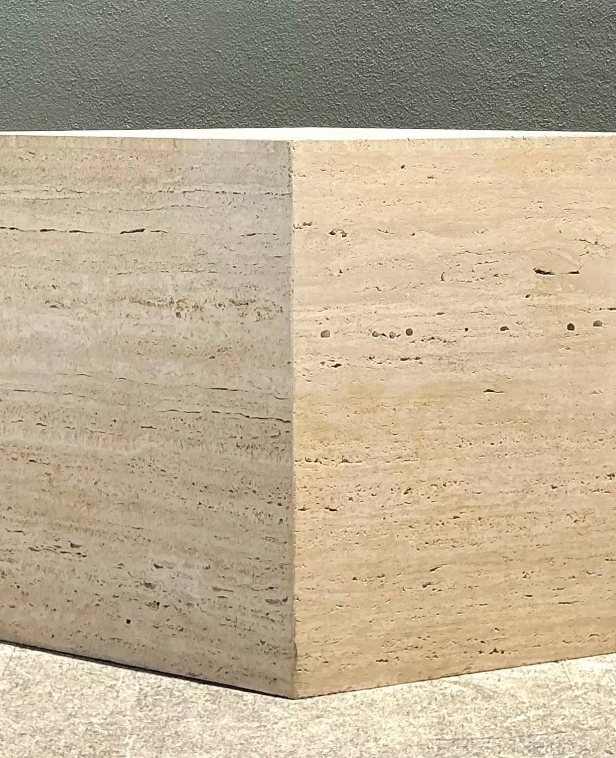 Vintage Italian Travertine Diamond Dining Table Pedestal — additional photo 6