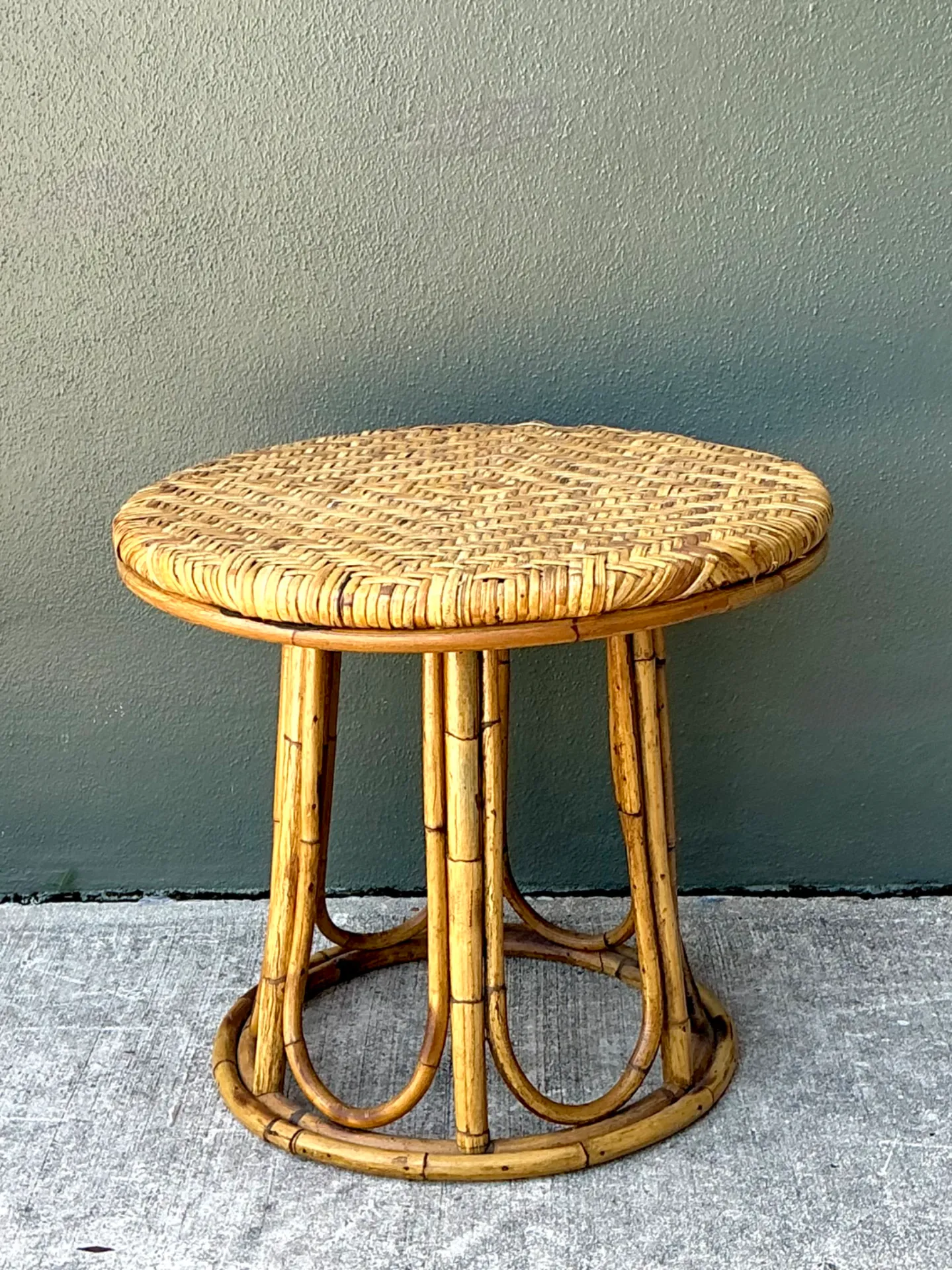 Vintage Woven Rattan Accent Table — additional photo 7