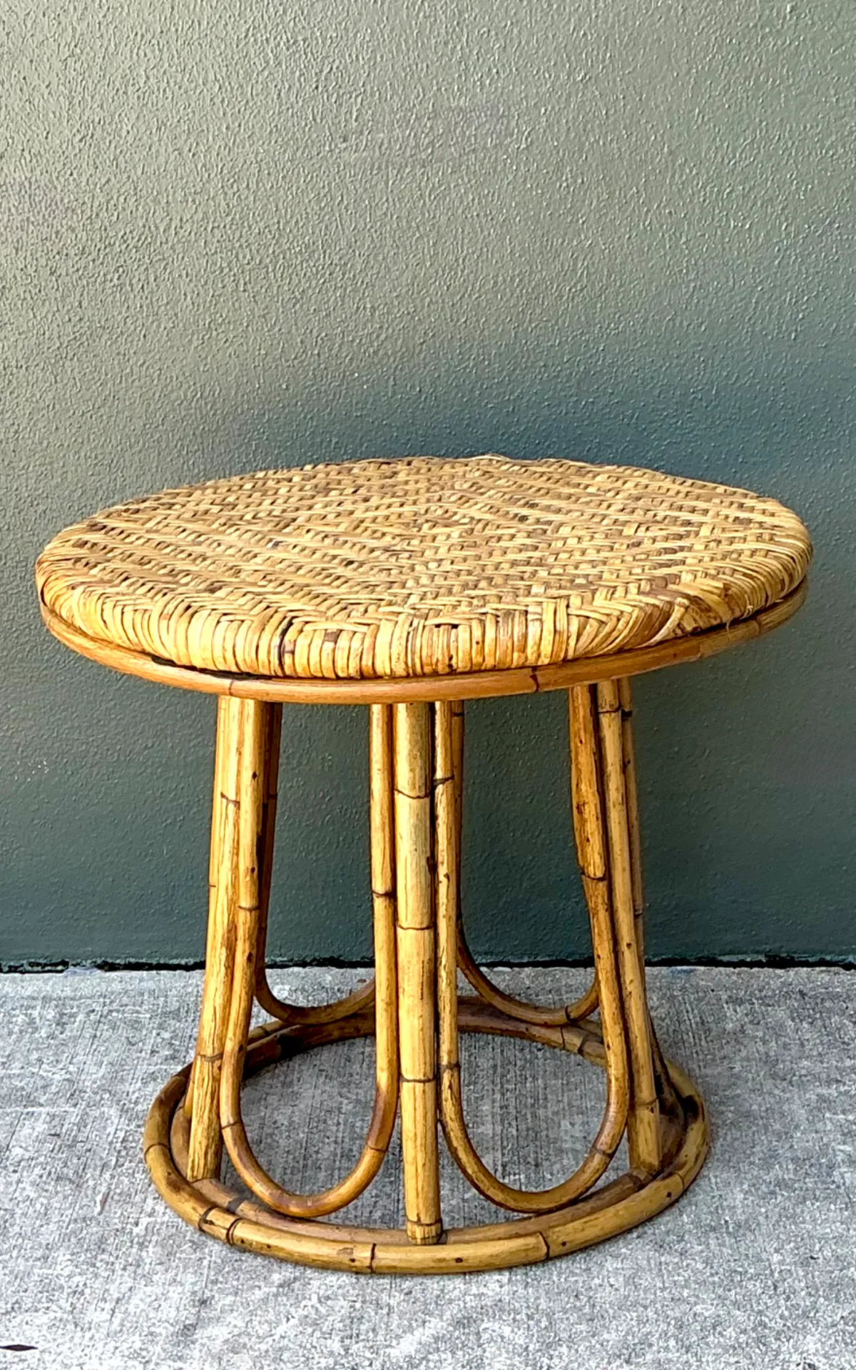 Vintage Woven Rattan Accent Table — additional photo 7