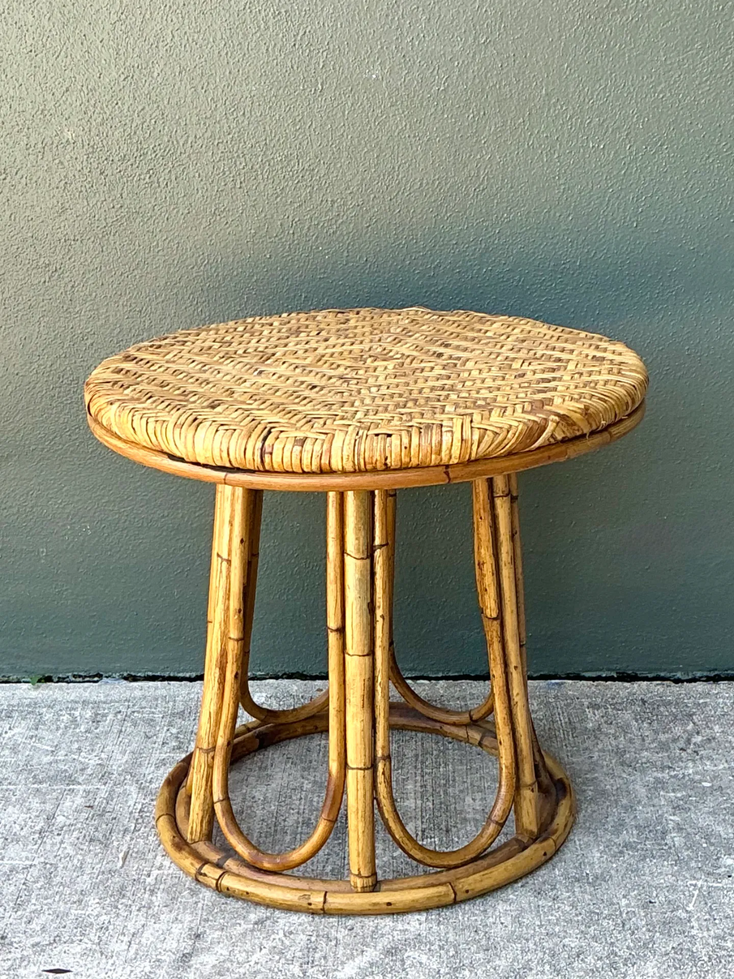 Vintage Woven Rattan Accent Table — additional photo 8