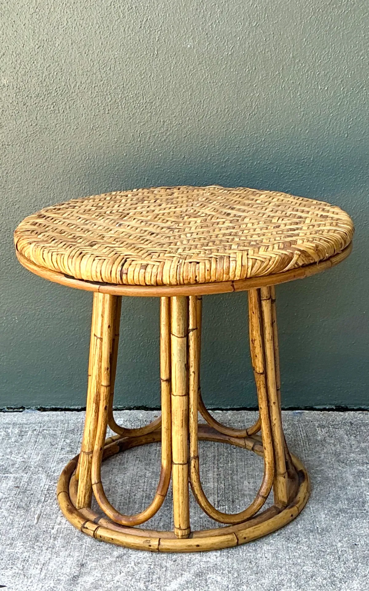 Vintage Woven Rattan Accent Table — additional photo 8