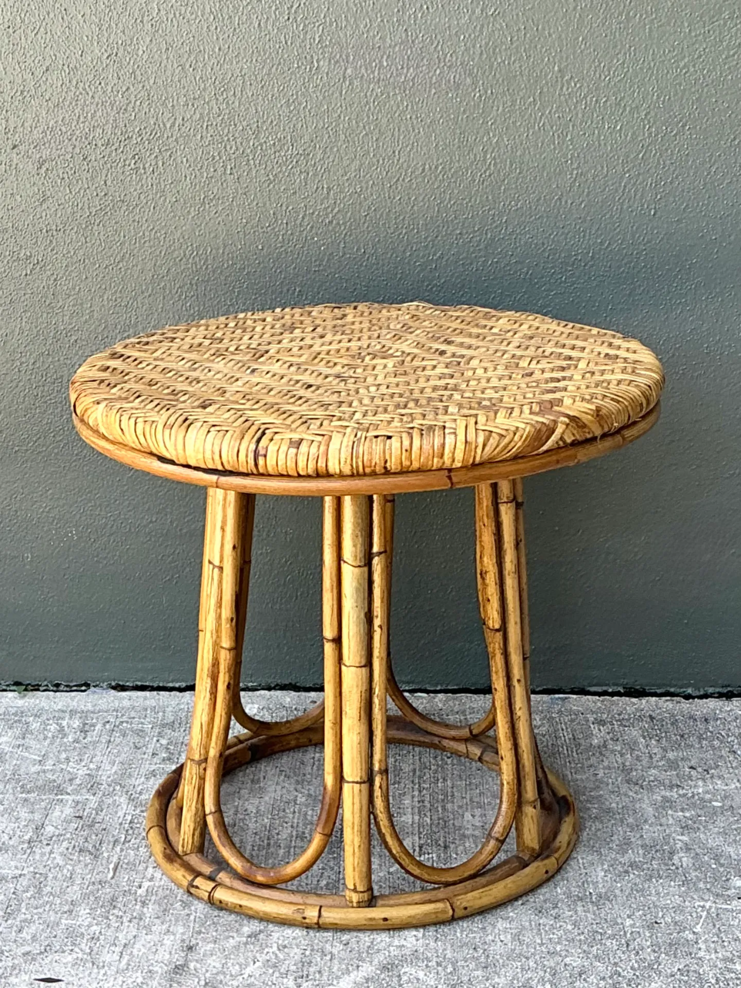 Vintage Woven Rattan Accent Table — additional photo 5