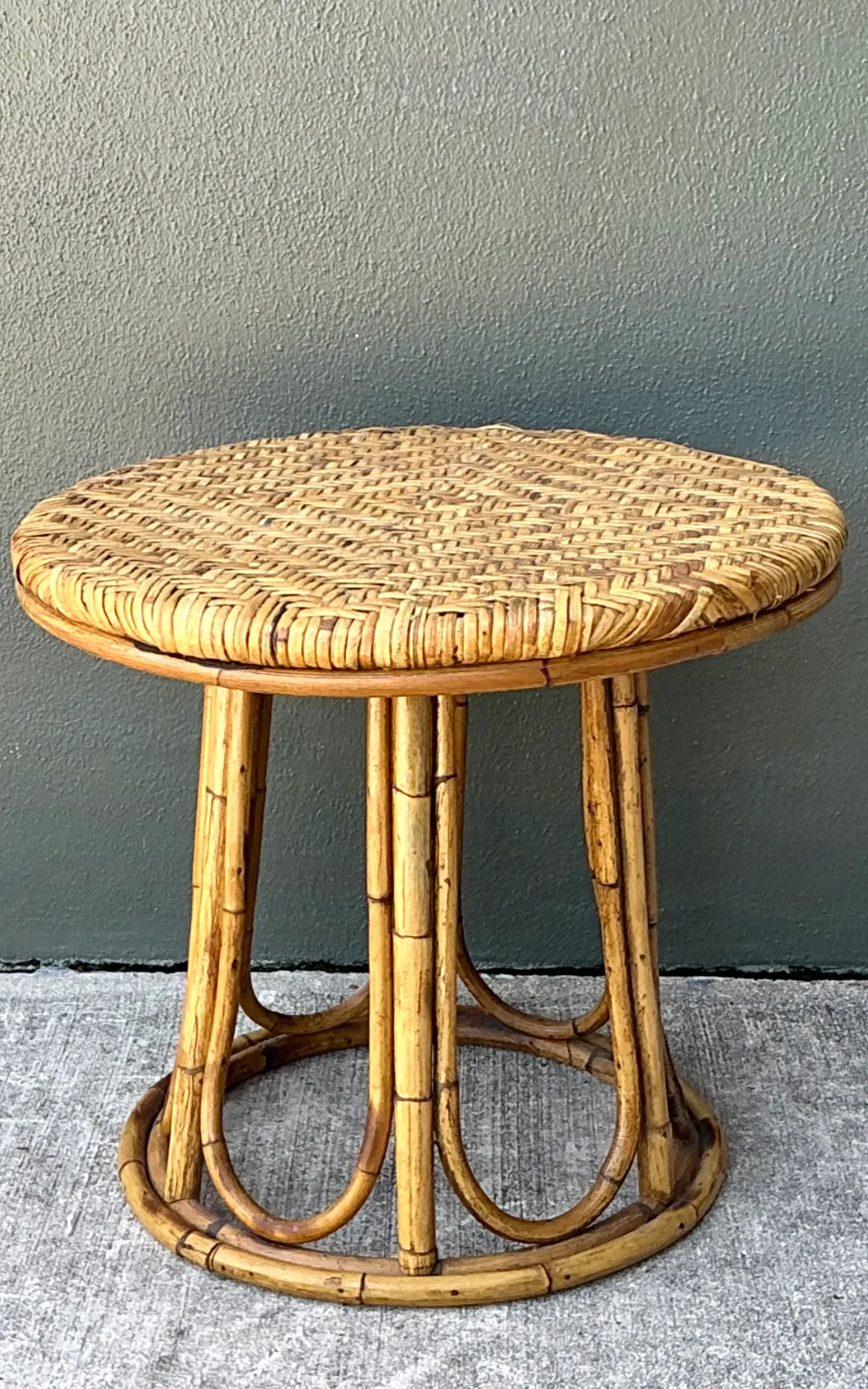 Vintage Woven Rattan Accent Table — additional photo 5