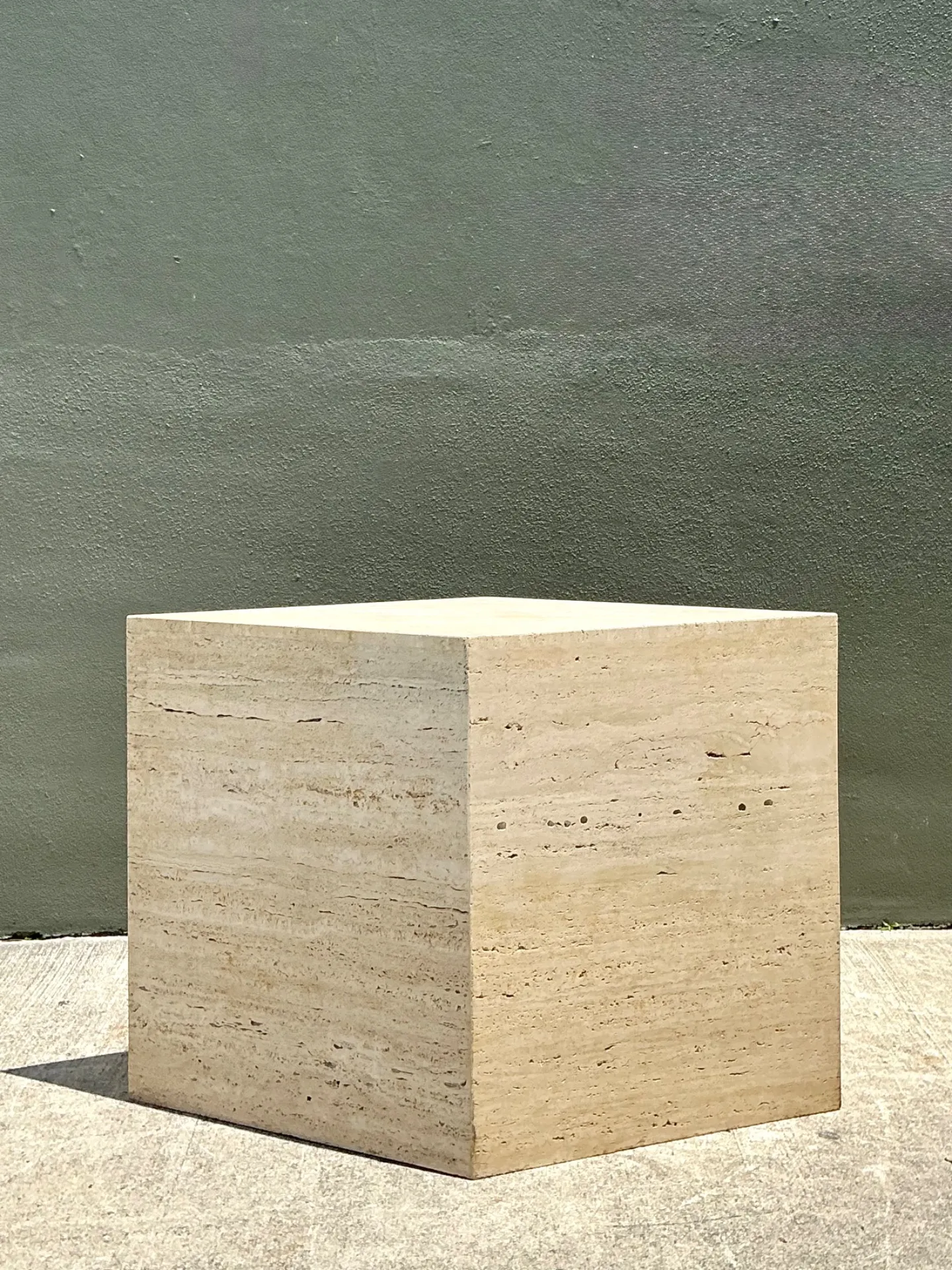 Vintage Italian Travertine Diamond Dining Table Pedestal — additional photo 3