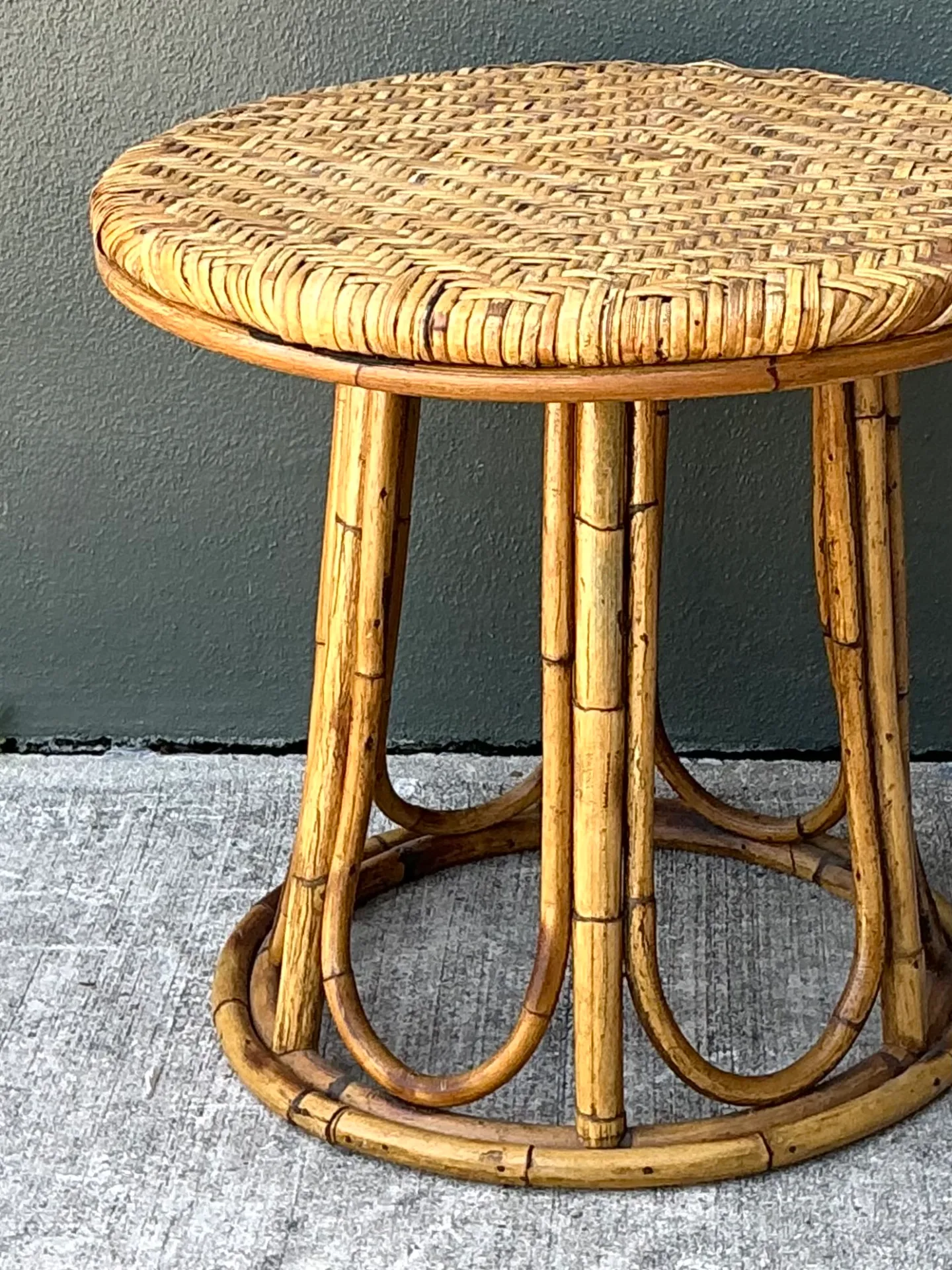 Vintage Woven Rattan Accent Table — additional photo 3