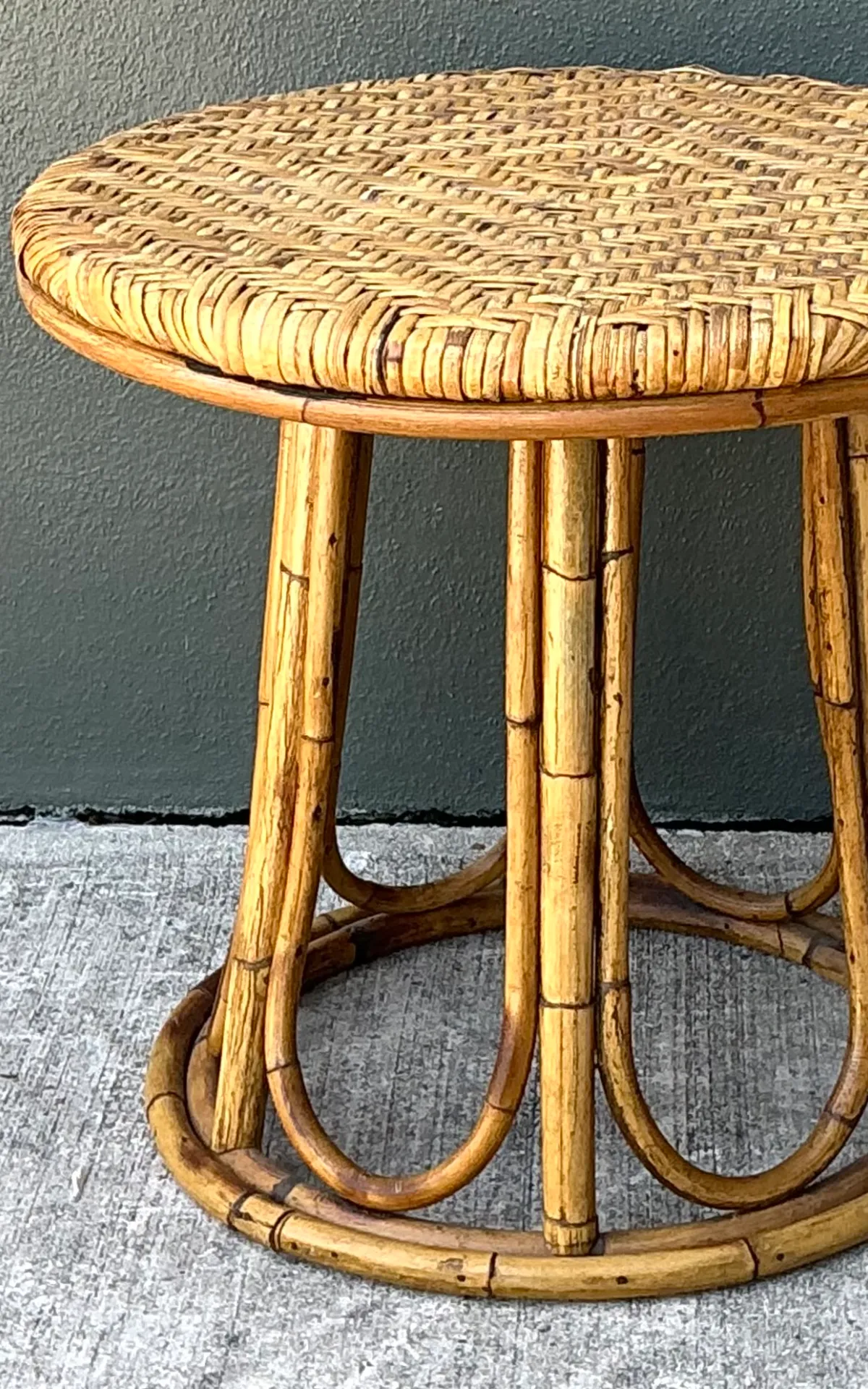 Vintage Woven Rattan Accent Table — additional photo 3