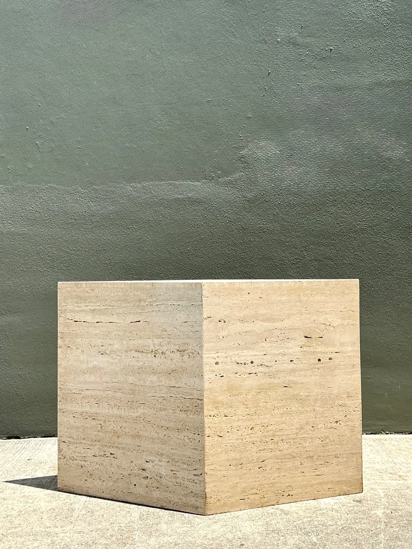 Vintage Italian Travertine Diamond Dining Table Pedestal — additional photo 7