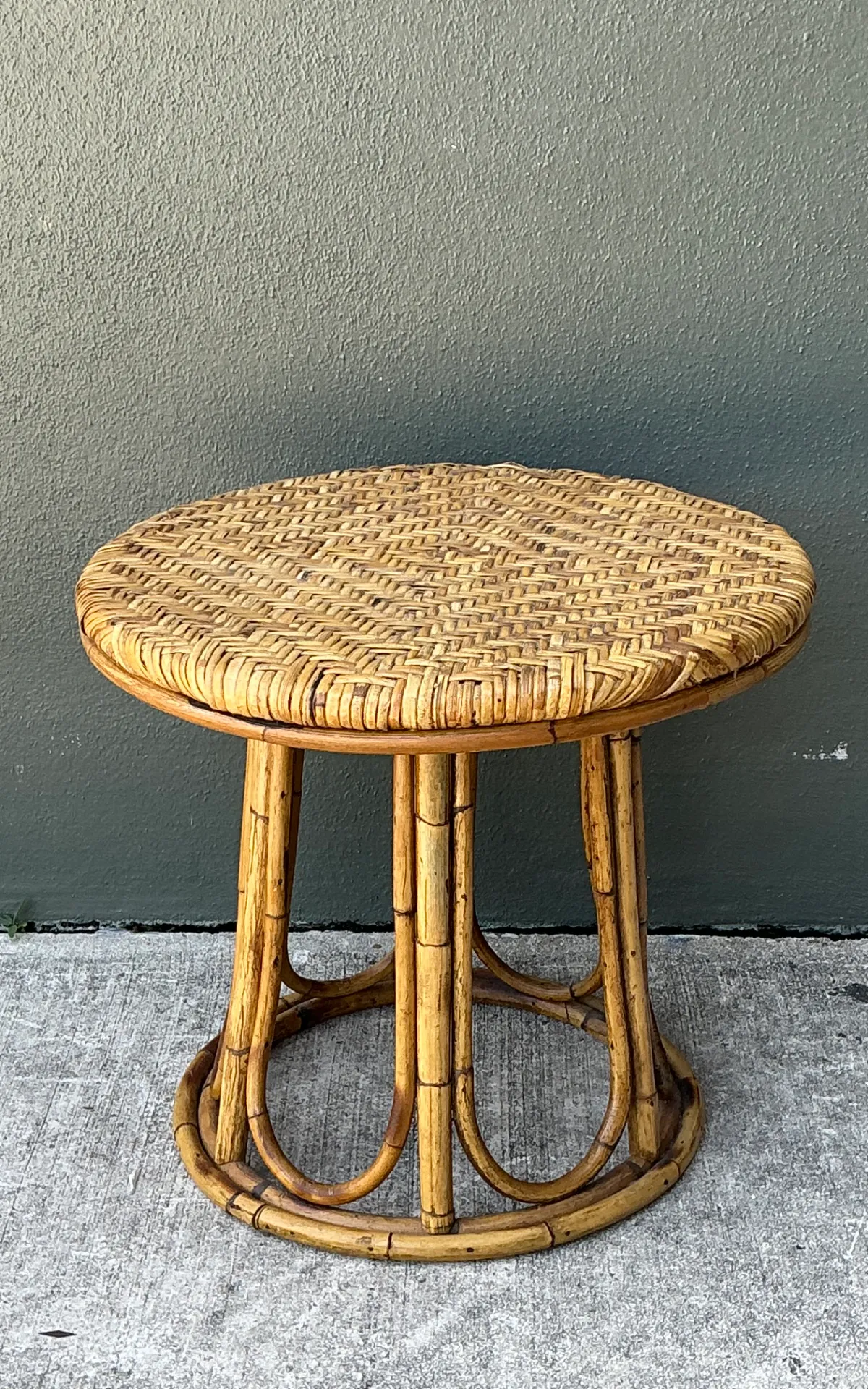 Vintage Woven Rattan Accent Table — additional photo 6