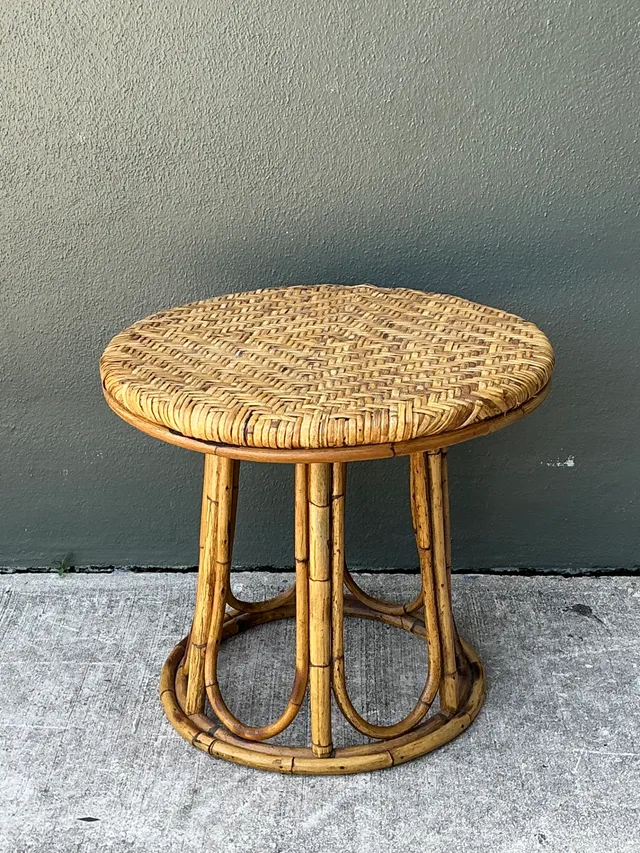 Vintage Woven Rattan Accent Table — additional photo 6