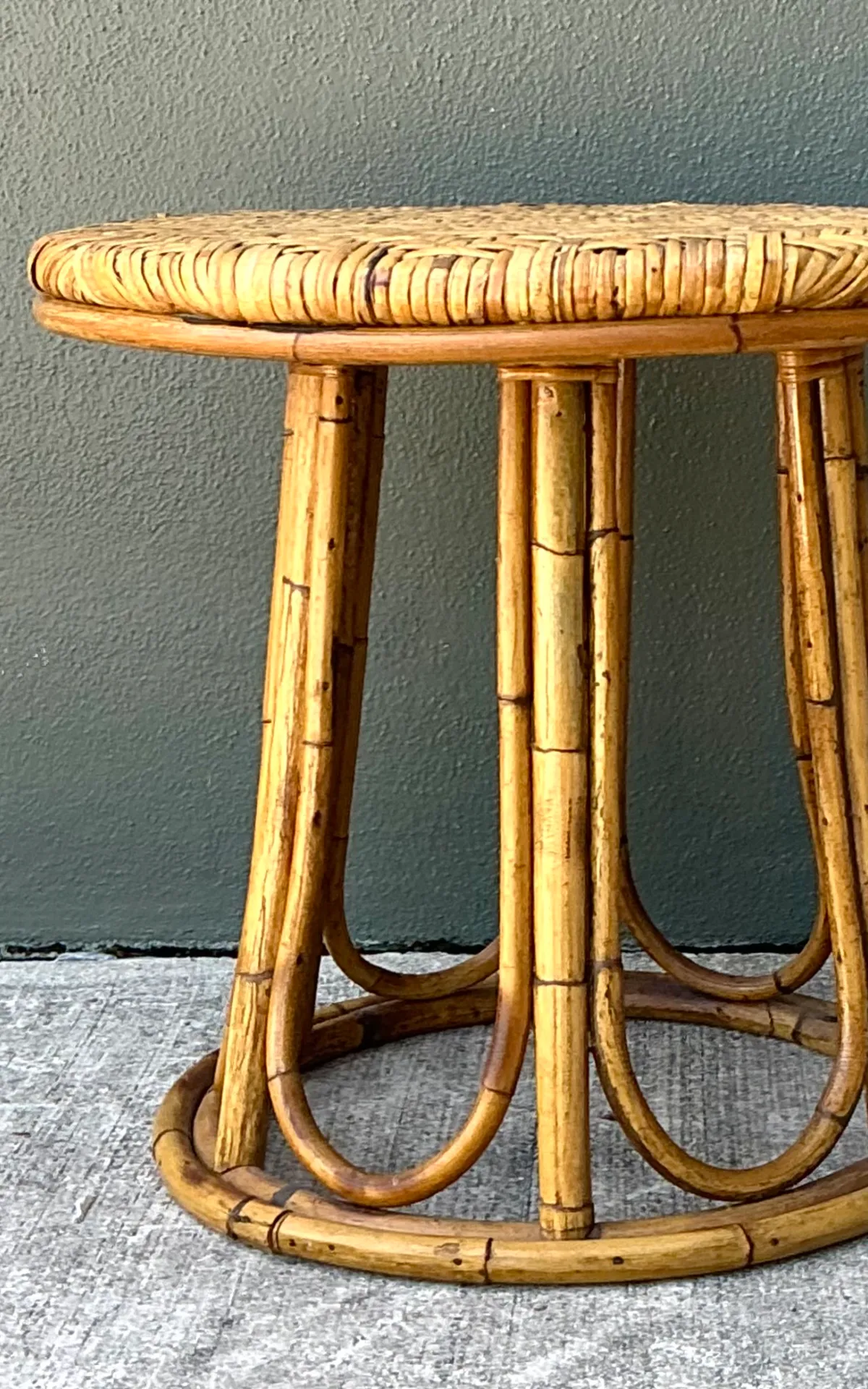 Vintage Woven Rattan Accent Table — additional photo 4