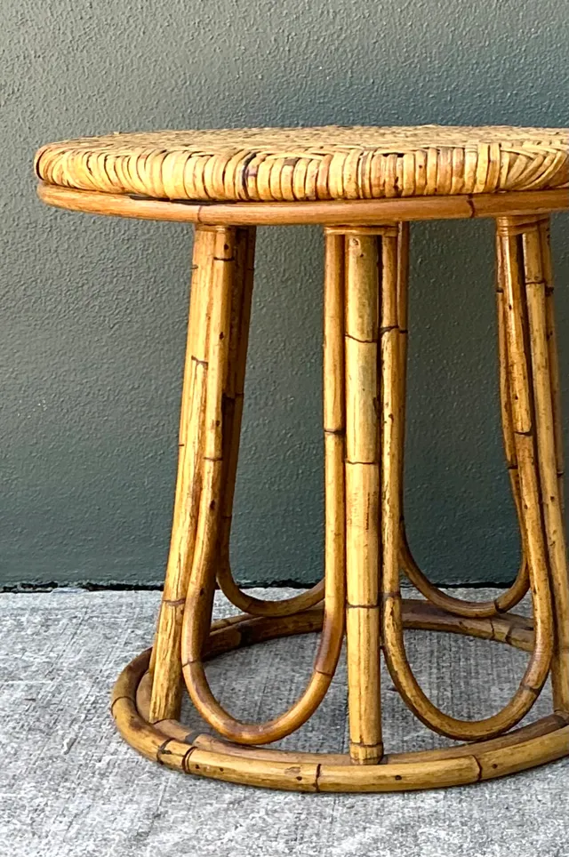 Vintage Woven Rattan Accent Table — additional photo 4