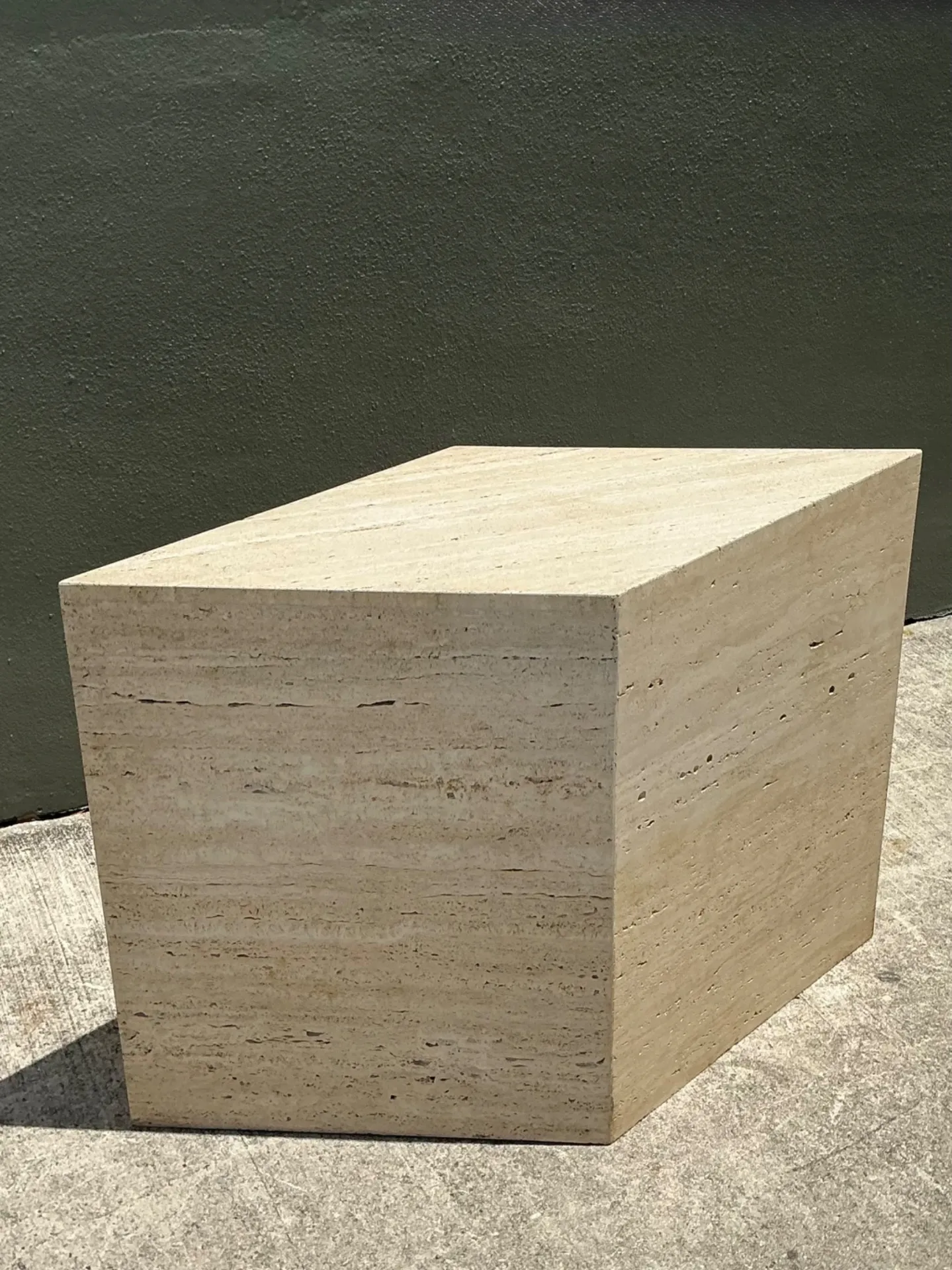 Vintage Italian Travertine Diamond Dining Table Pedestal — additional photo 4