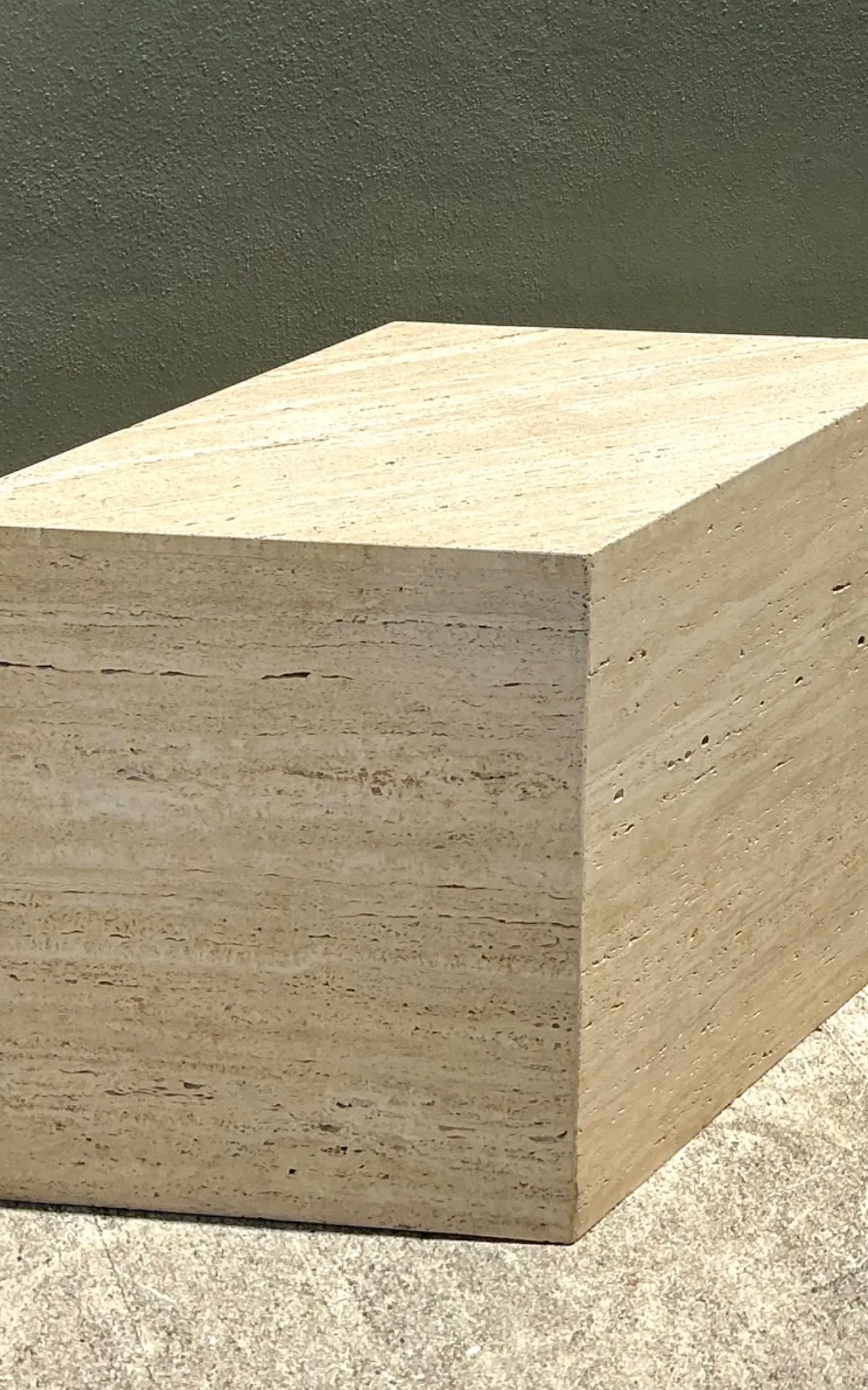 Vintage Italian Travertine Diamond Dining Table Pedestal — additional photo 2