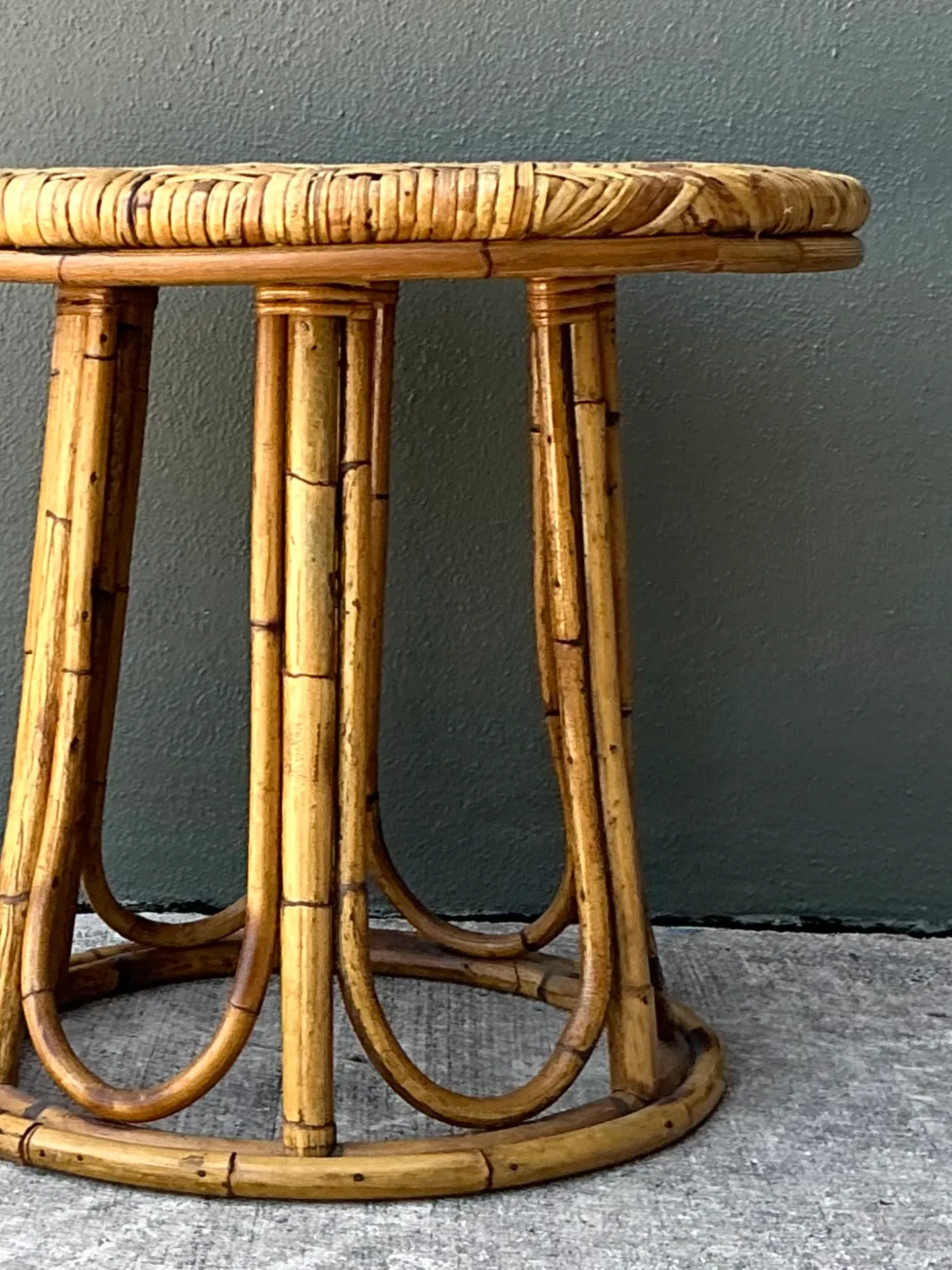 Vintage Woven Rattan Accent Table — additional photo 2