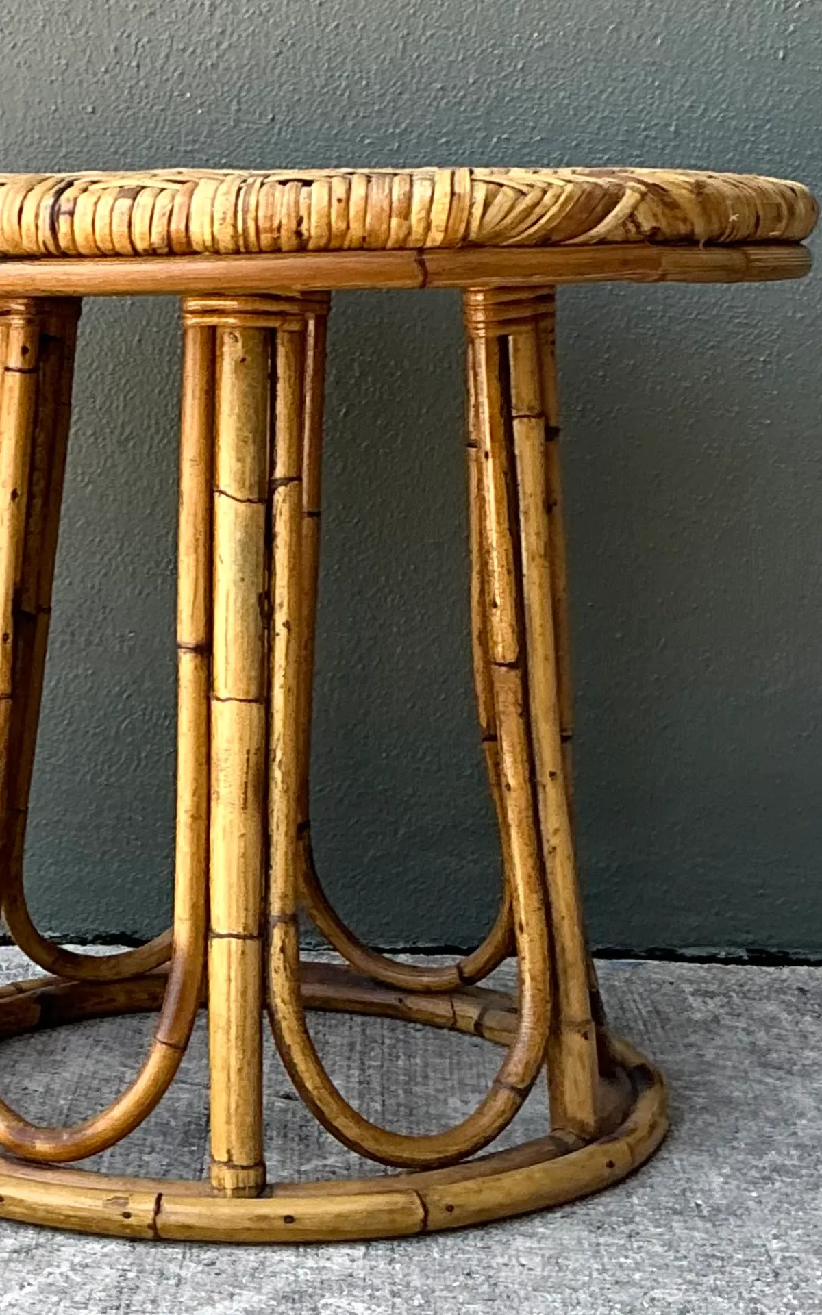 Vintage Woven Rattan Accent Table — additional photo 2