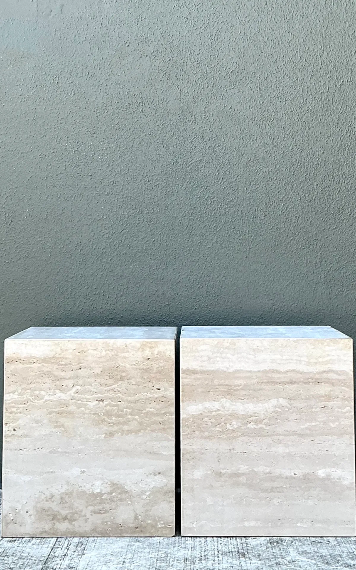 Vintage Travertine Cube Side Tables - A Pair — additional photo 8