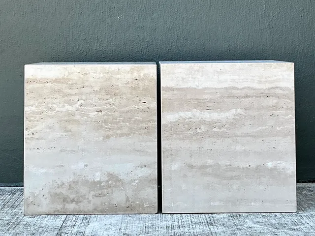 Vintage Travertine Cube Side Tables - A Pair — additional photo 5