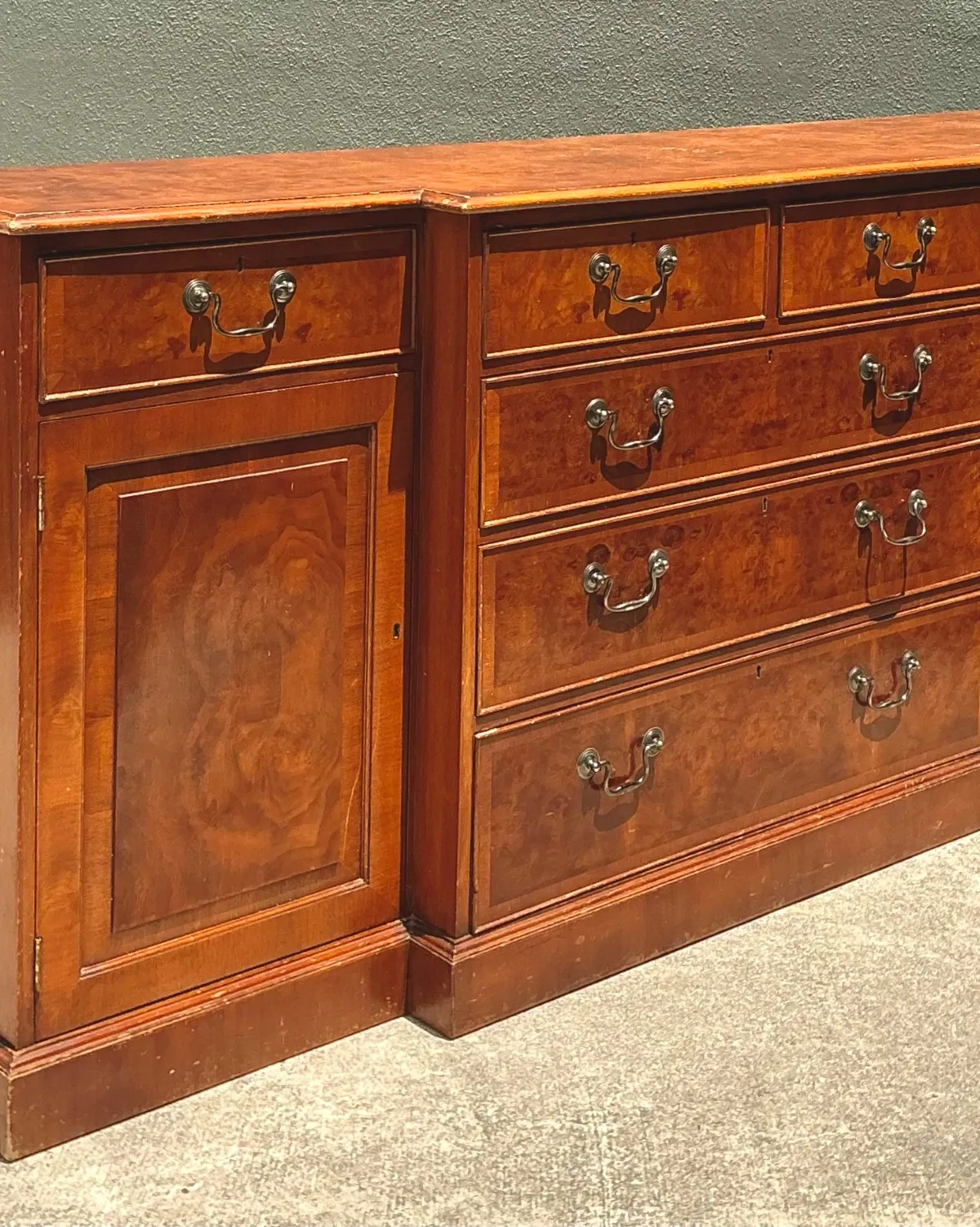 Vintage Flame Mahogany Sideboard Cabinet - Angle view