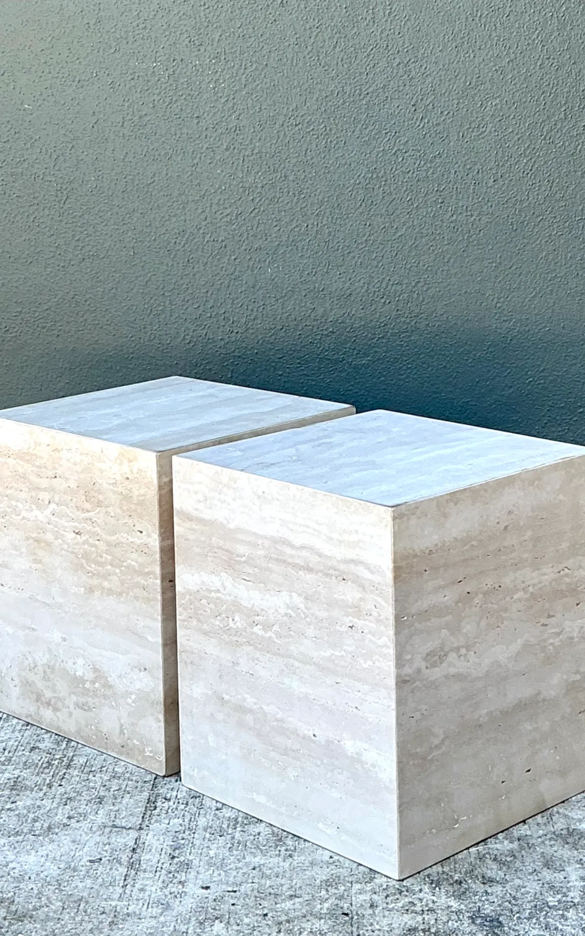 Vintage Travertine Cube Side Tables - A Pair — additional photo 4