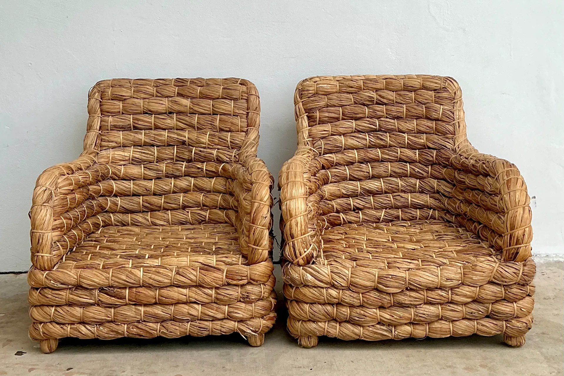 Vintage Twisted Rush Lounge Chairs After Ralph Lauren — additional photo 4