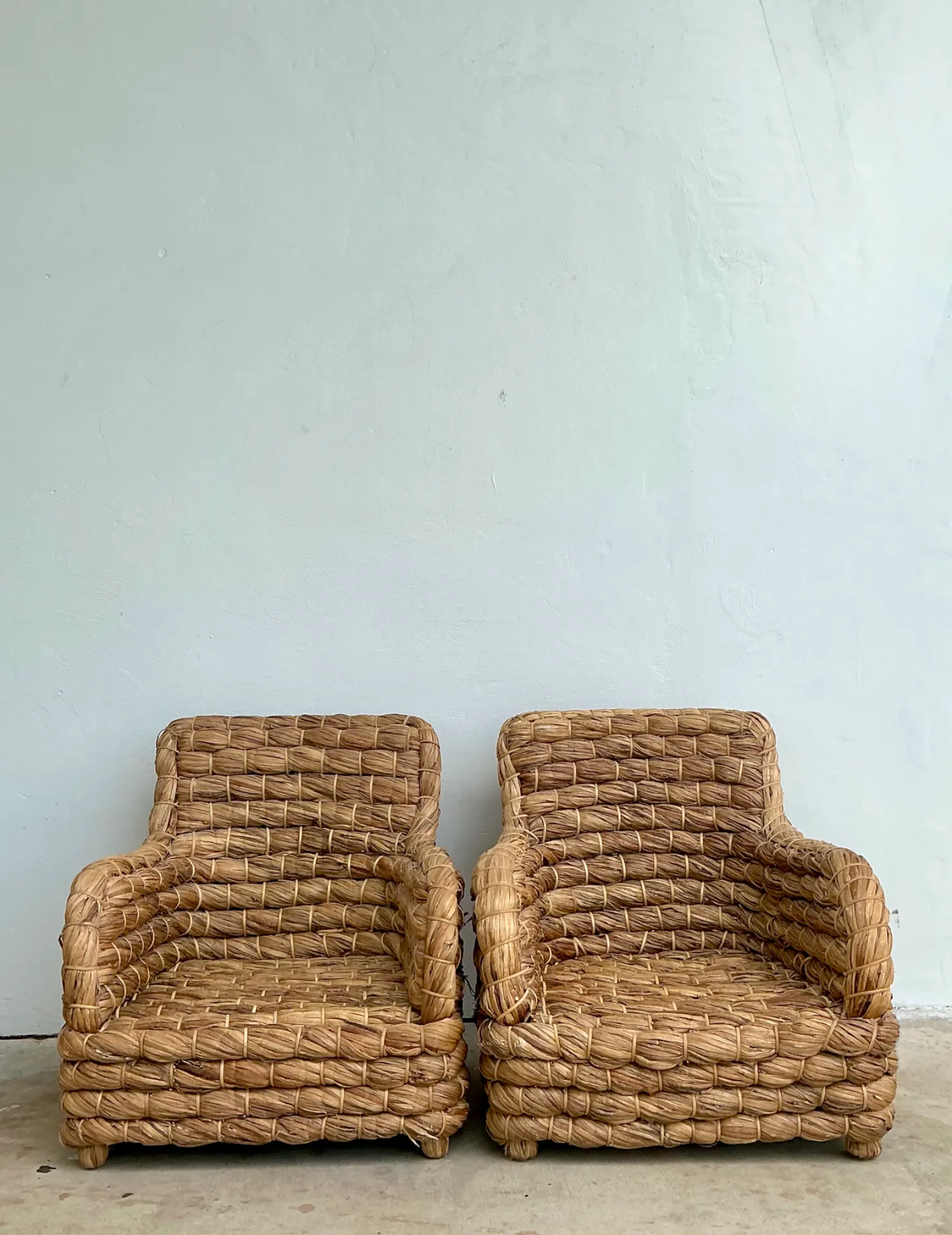 Vintage Twisted Rush Lounge Chairs After Ralph Lauren — additional photo 2