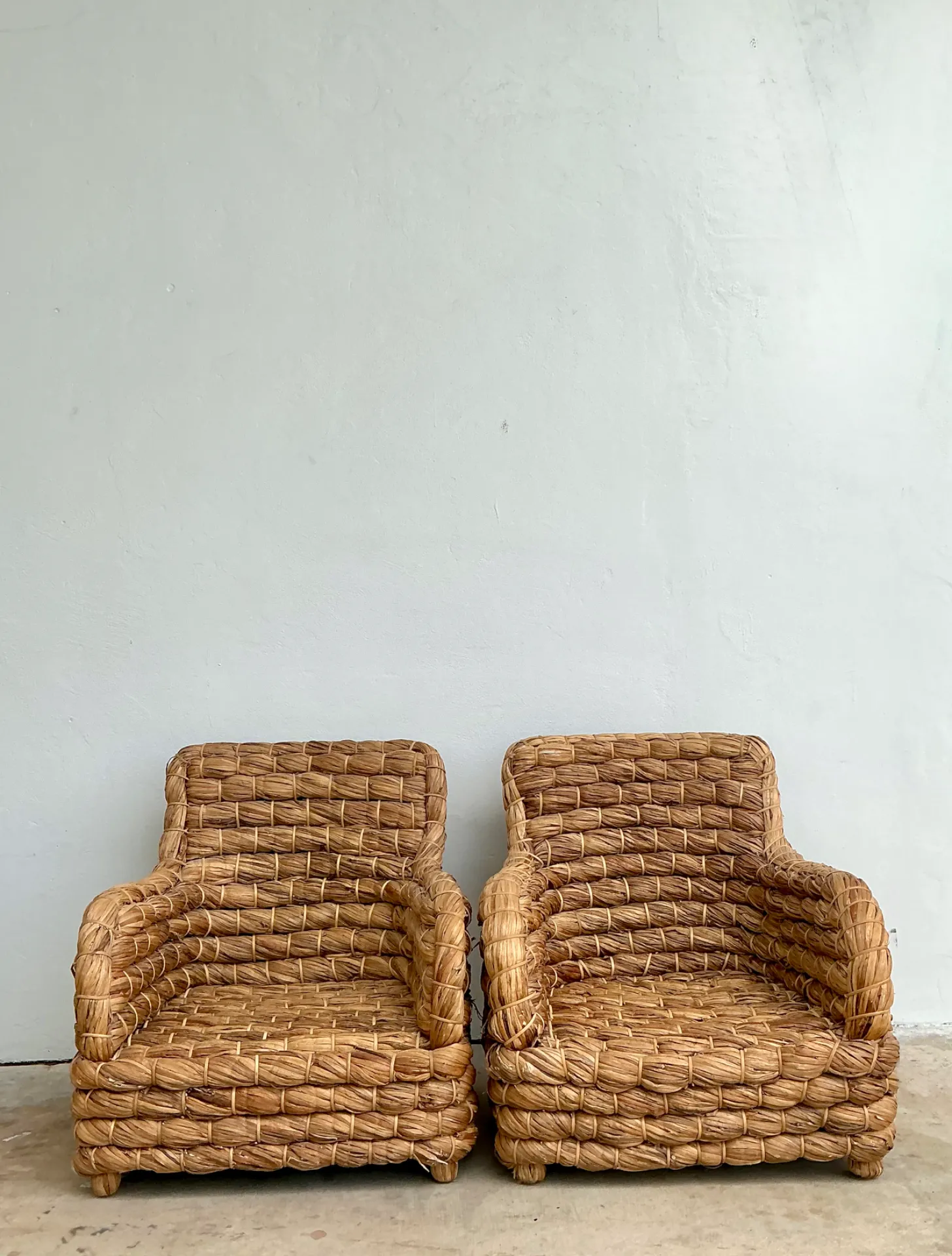 Vintage Twisted Rush Lounge Chairs After Ralph Lauren — additional photo 6