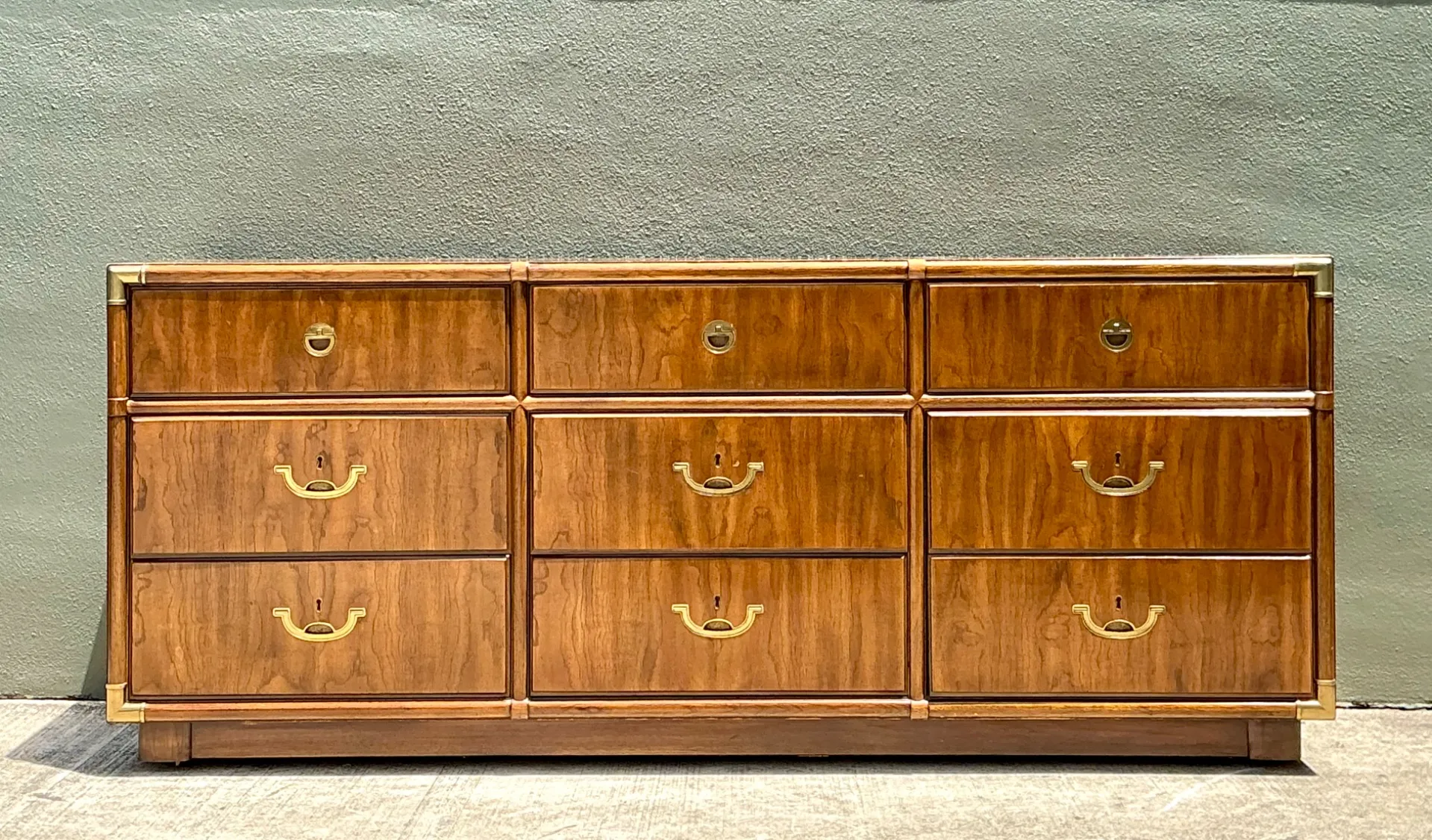 Vintage Drexel Wood and Brass Campaign Dresser — additional photo 8