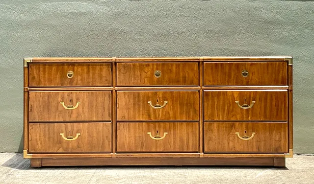 Vintage Drexel Wood and Brass Campaign Dresser — additional photo 8