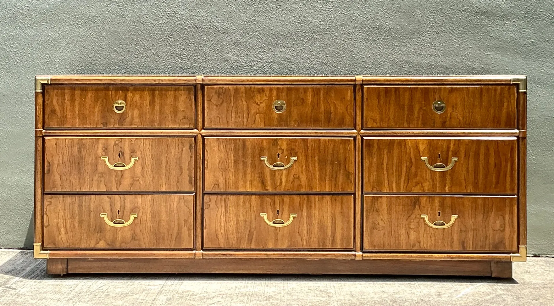 Vintage Drexel Wood and Brass Campaign Dresser — additional photo 7