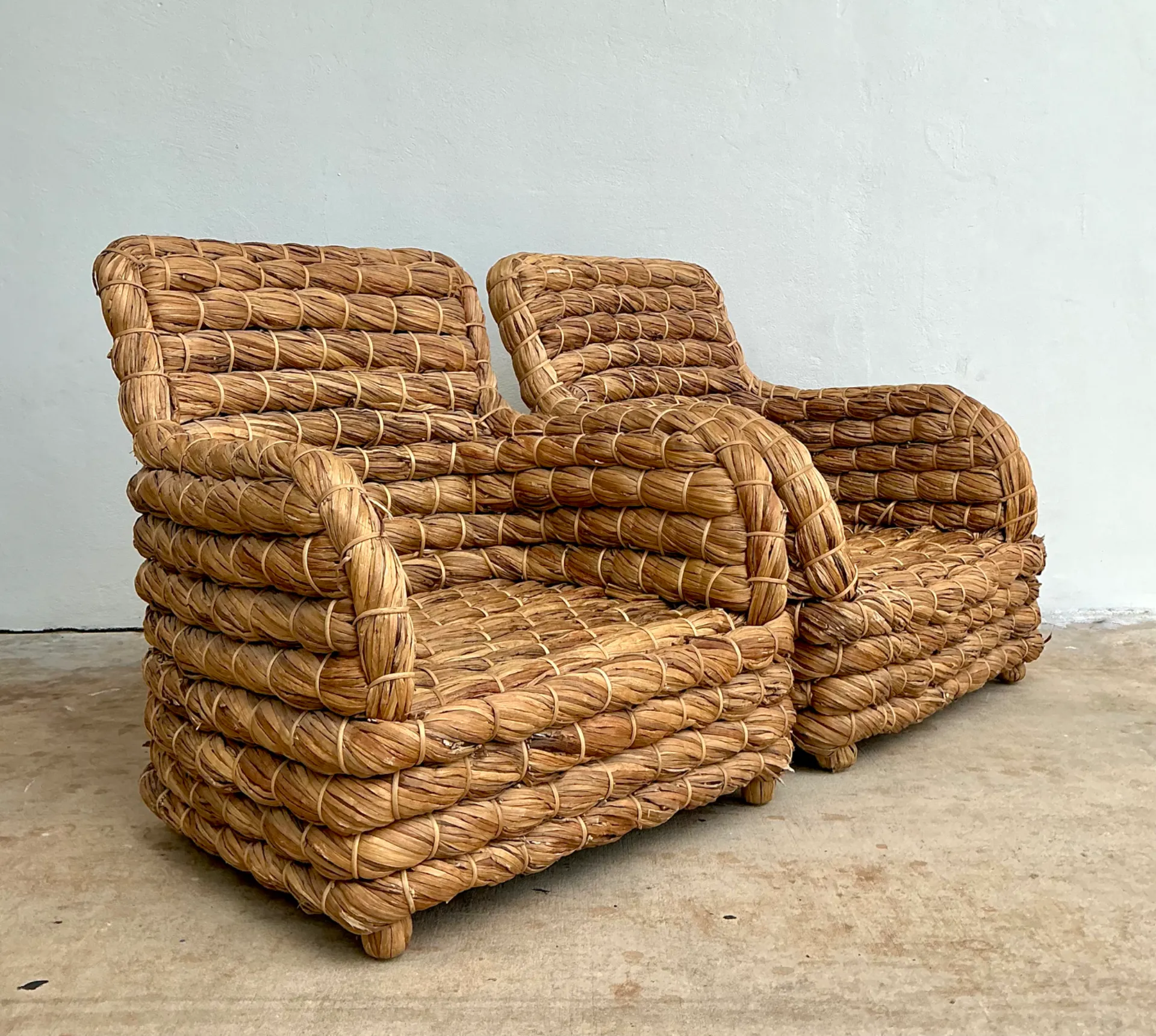 Vintage Twisted Rush Lounge Chairs After Ralph Lauren — additional photo 5
