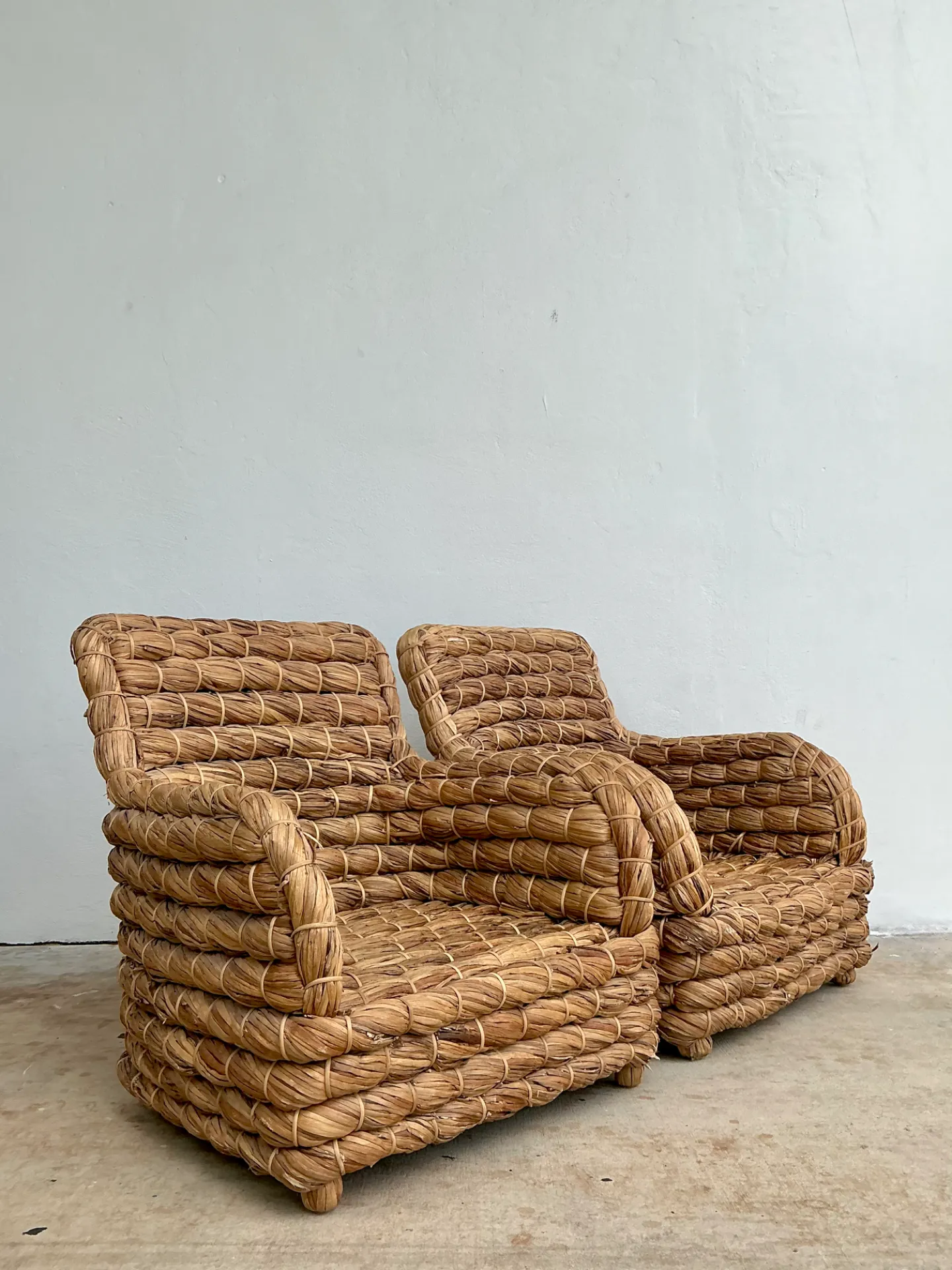 Vintage Twisted Rush Lounge Chairs After Ralph Lauren — additional photo 3
