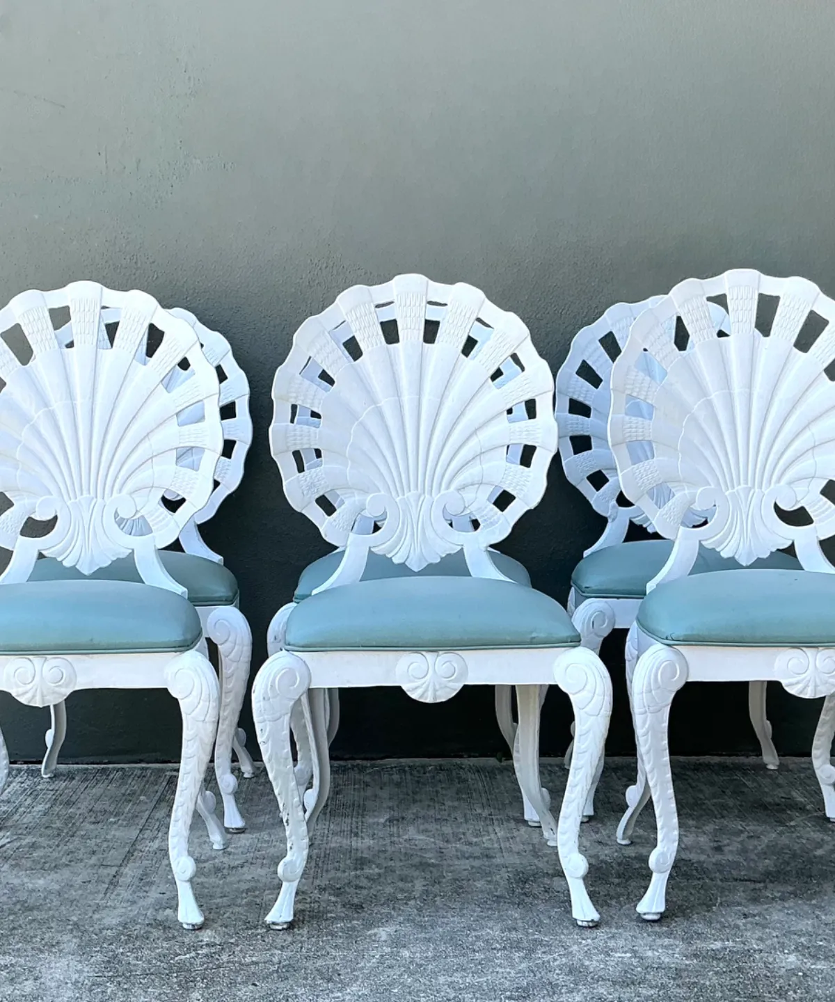 Vintage Cast Aluminum Shell Back Grotto Chairs - Set Of 6