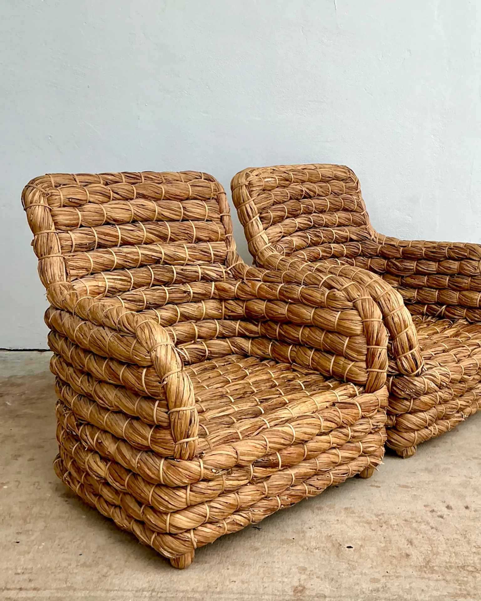 Vintage Twisted Rush Lounge Chairs After Ralph Lauren — additional photo 7