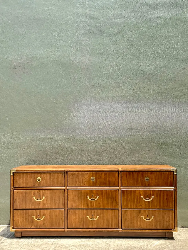 Vintage Drexel Wood and Brass Campaign Dresser — additional photo 2