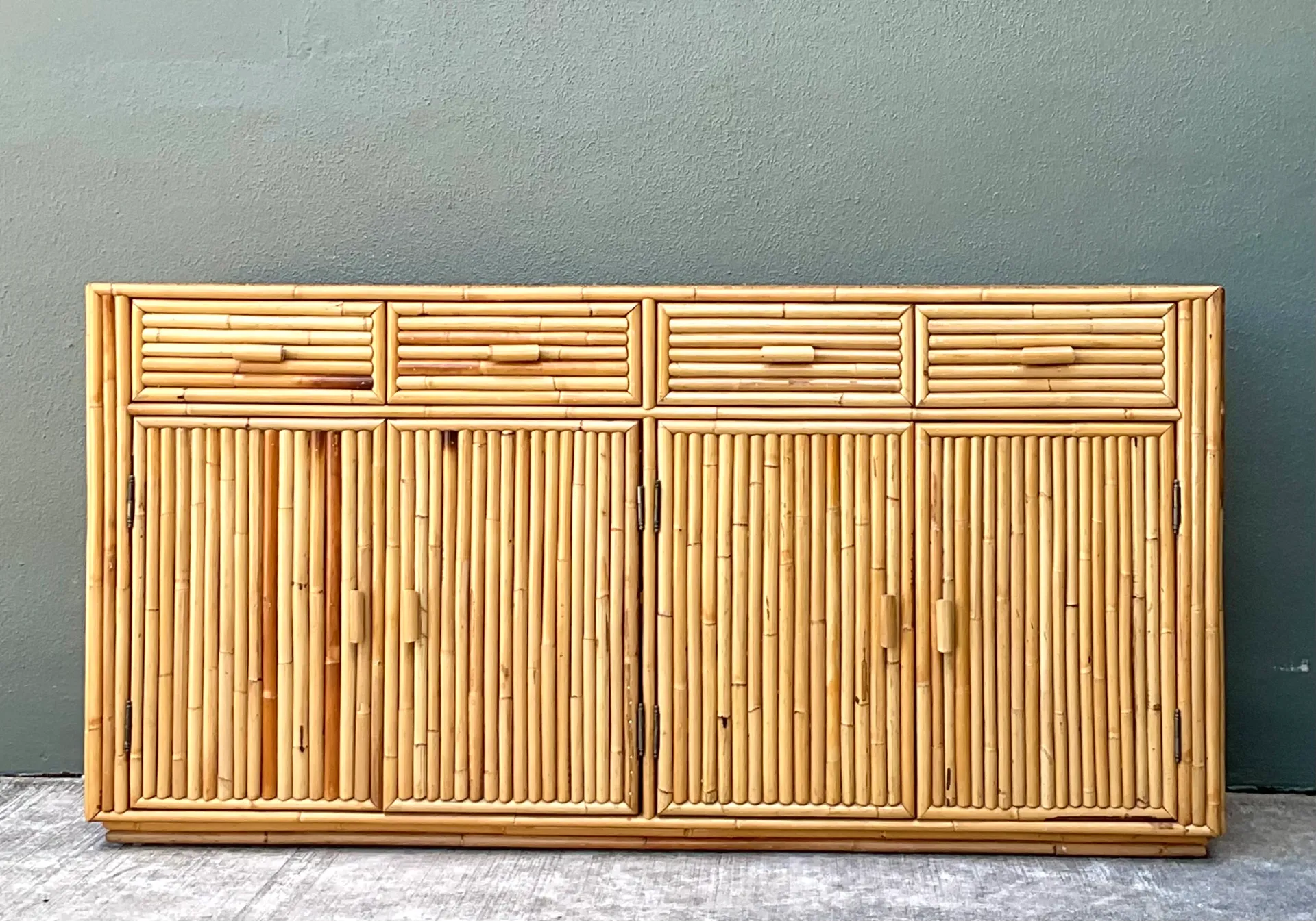 Vintage Stacked Rattan Credenza — additional photo 1