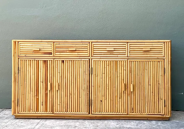 Vintage Stacked Rattan Credenza — additional photo 1