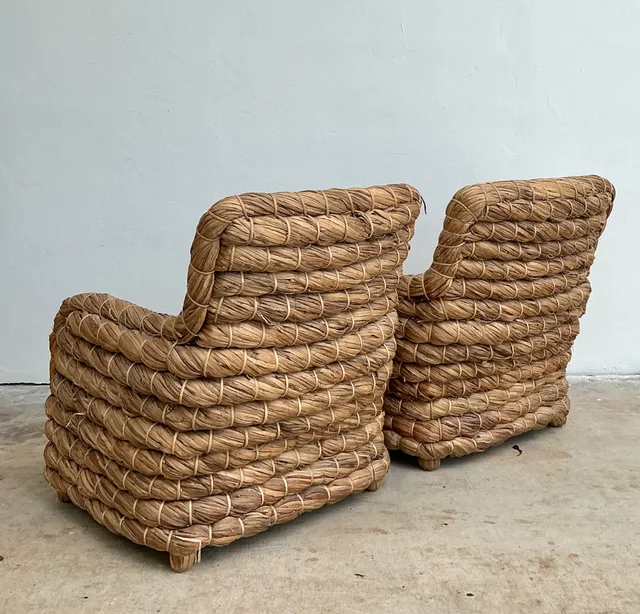 Vintage Twisted Rush Lounge Chairs After Ralph Lauren — additional photo 8