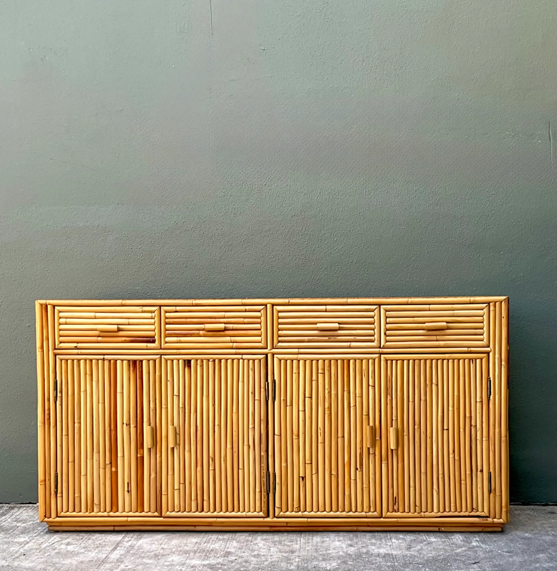 Vintage Stacked Rattan Credenza — additional photo 5