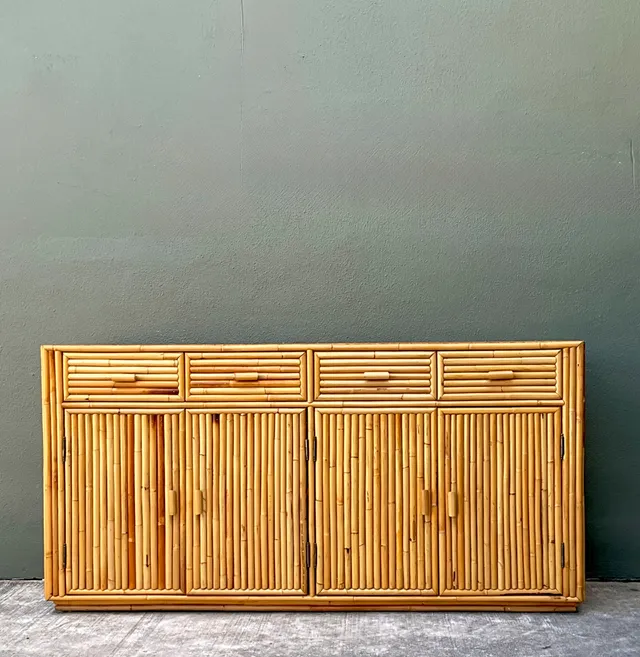 Vintage Stacked Rattan Credenza — additional photo 5