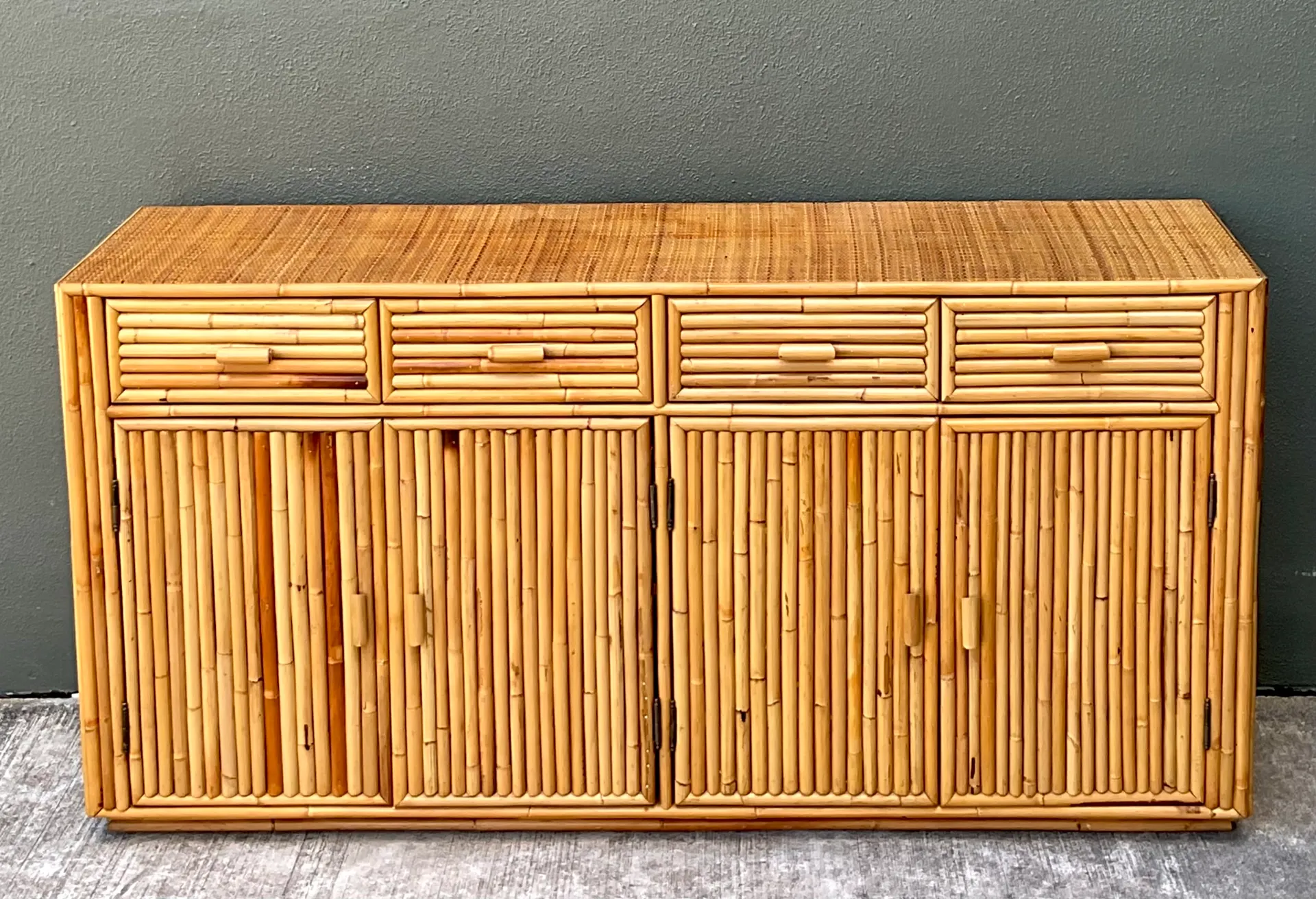 Vintage Stacked Rattan Credenza — additional photo 6