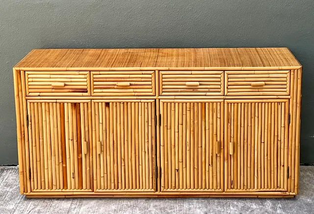 Vintage Stacked Rattan Credenza — additional photo 6