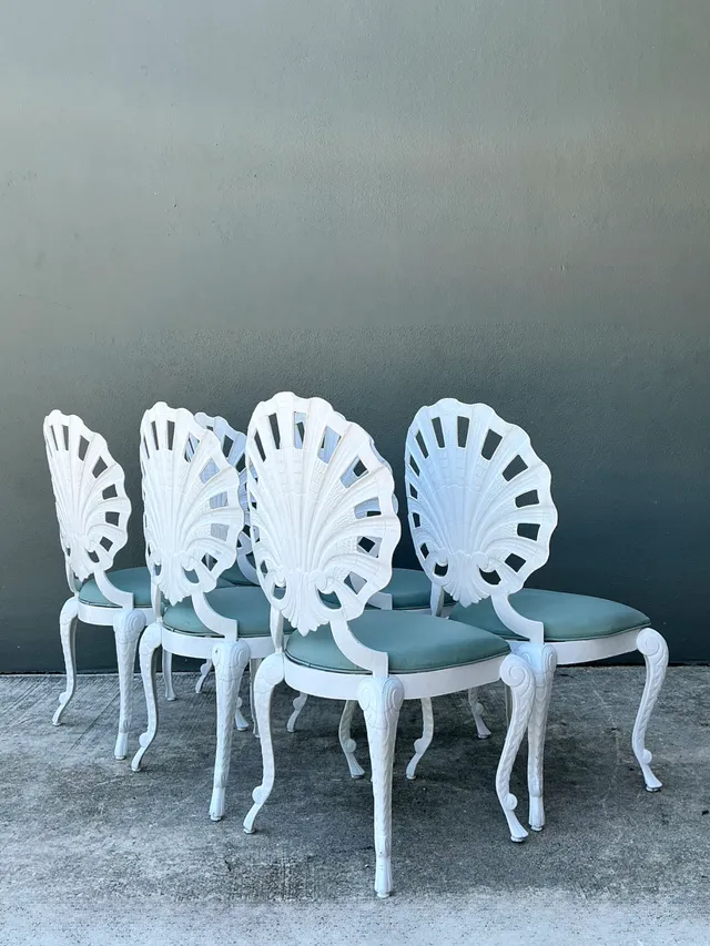 Vintage Cast Aluminum Shell Back Grotto Chairs - Set Of 6 — additional photo 6