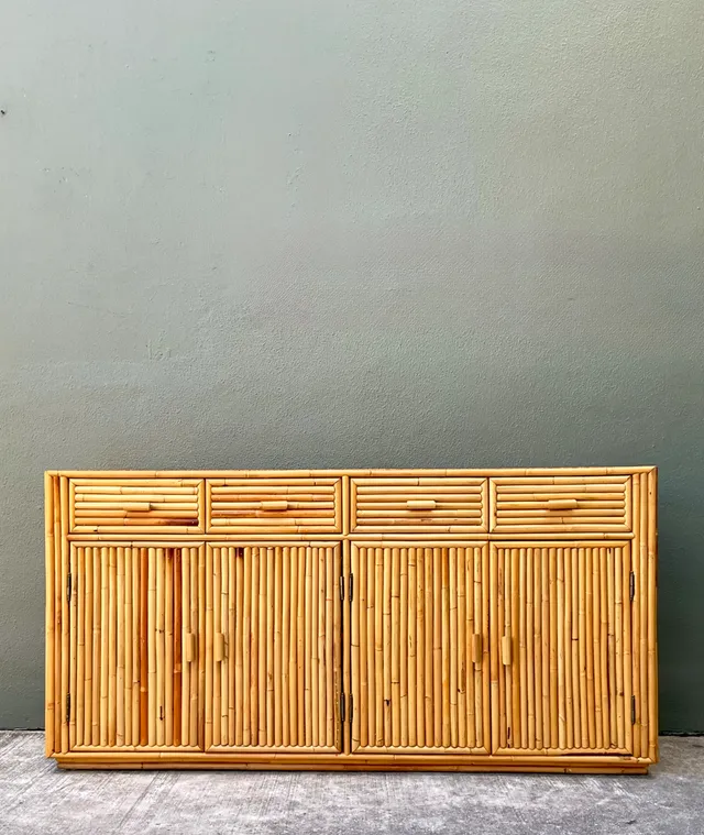 Vintage Stacked Rattan Credenza — additional photo 2