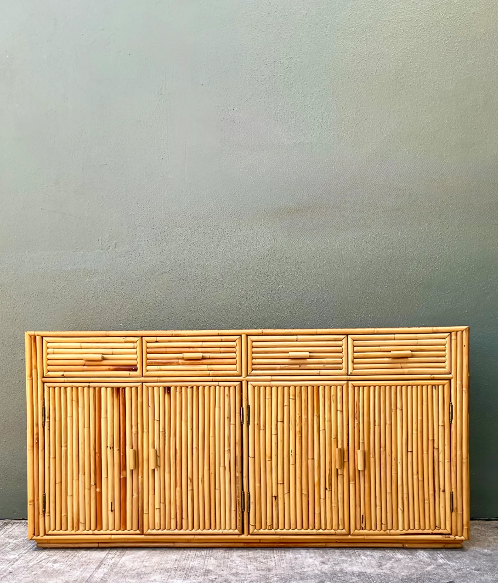 Vintage Stacked Rattan Credenza — additional photo 4