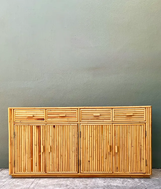 Vintage Stacked Rattan Credenza — additional photo 4