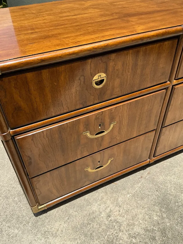 Vintage Drexel Wood and Brass Campaign Dresser — additional photo 3