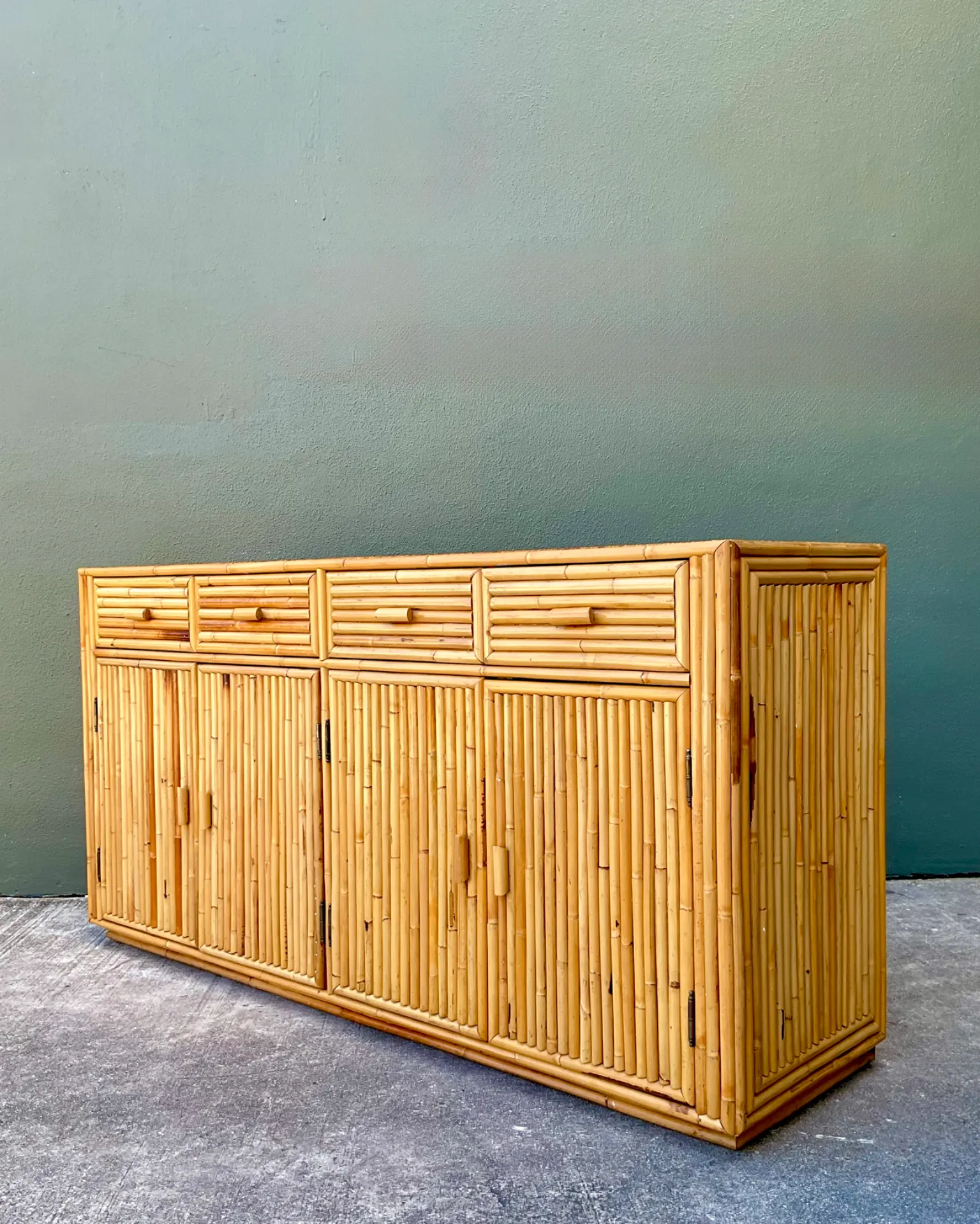Vintage Stacked Rattan Credenza — additional photo 7